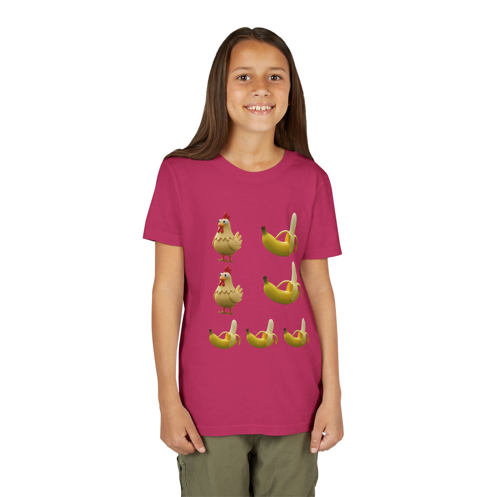 Youth Tee — Funny Chicken and Banana Emoji Pattern Kids T-Shirt