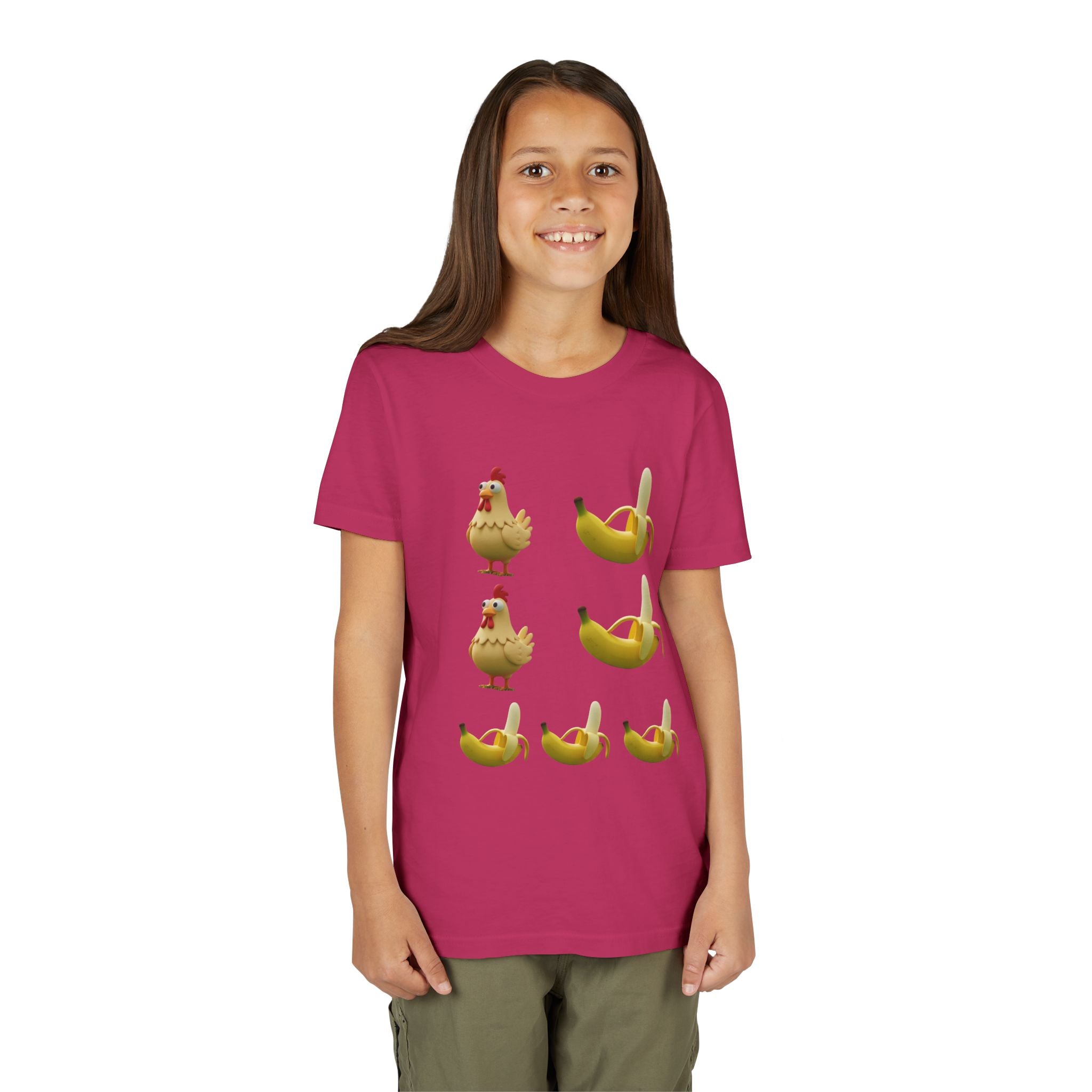 Youth Tee — Funny Chicken and Banana Emoji Pattern Kids T-Shirt