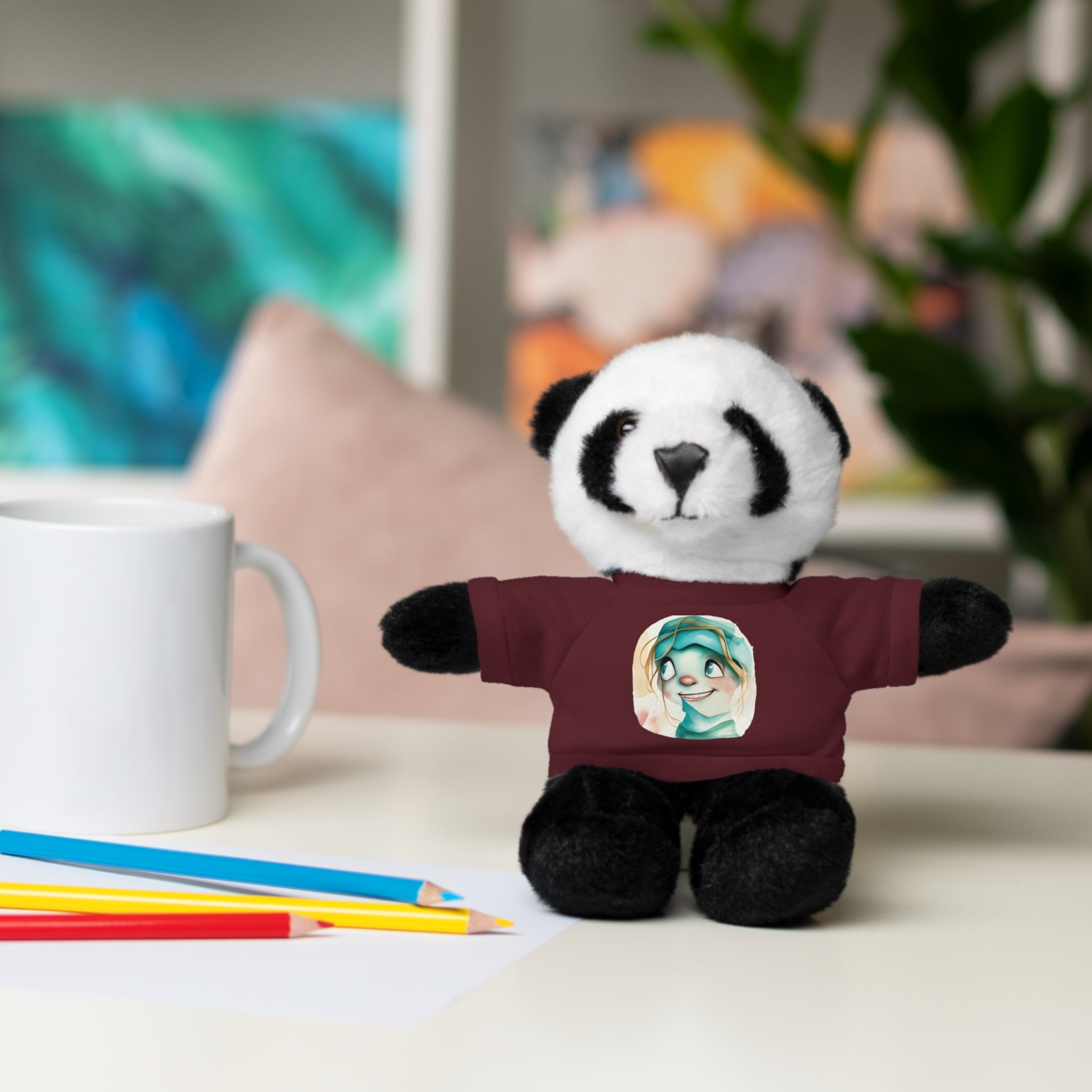 Personalized Plush Bear with Custom Tee — Cute Cartoon Portrait