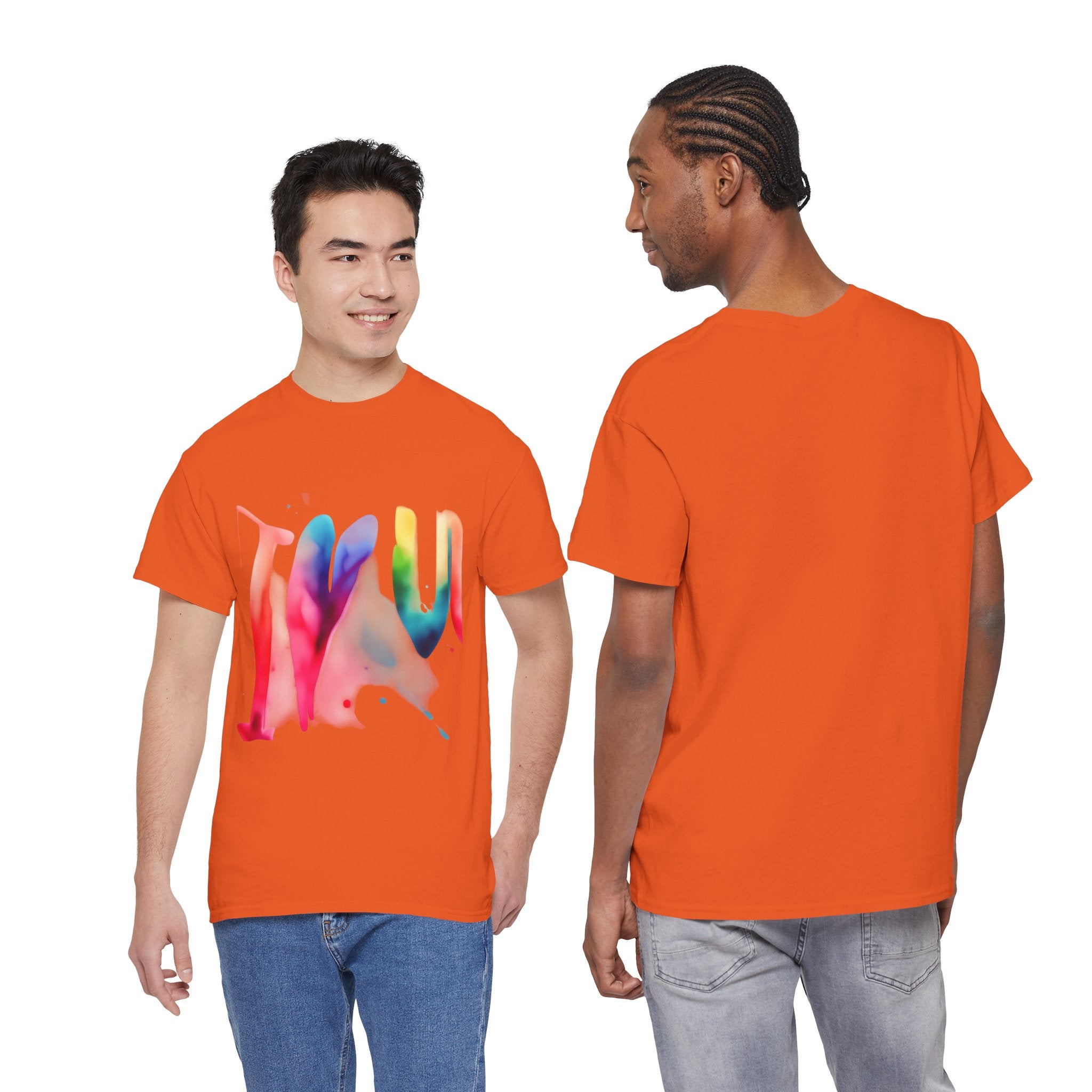 T-Shirt — Watercolor Rainbow Heart Design