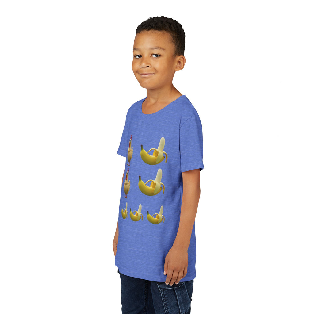 Youth Tee — Funny Chicken and Banana Emoji Pattern Kids T-Shirt