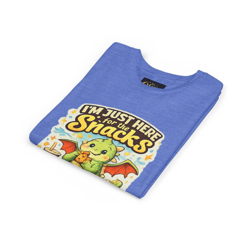 Kids Tee — Cute Dragon “I’m Just Here for the Snacks” Graphic T-Shirt