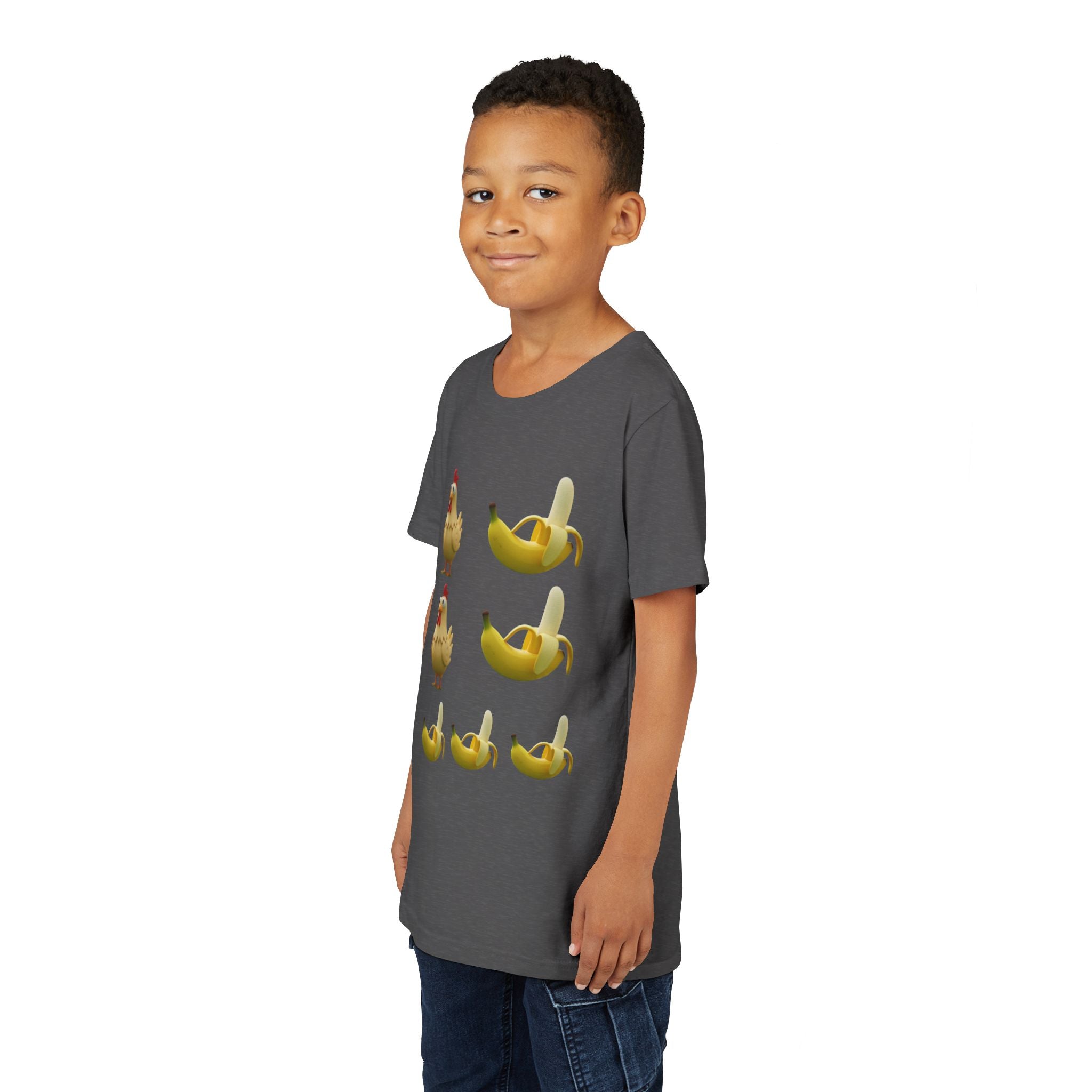 Youth Tee — Funny Chicken and Banana Emoji Pattern Kids T-Shirt