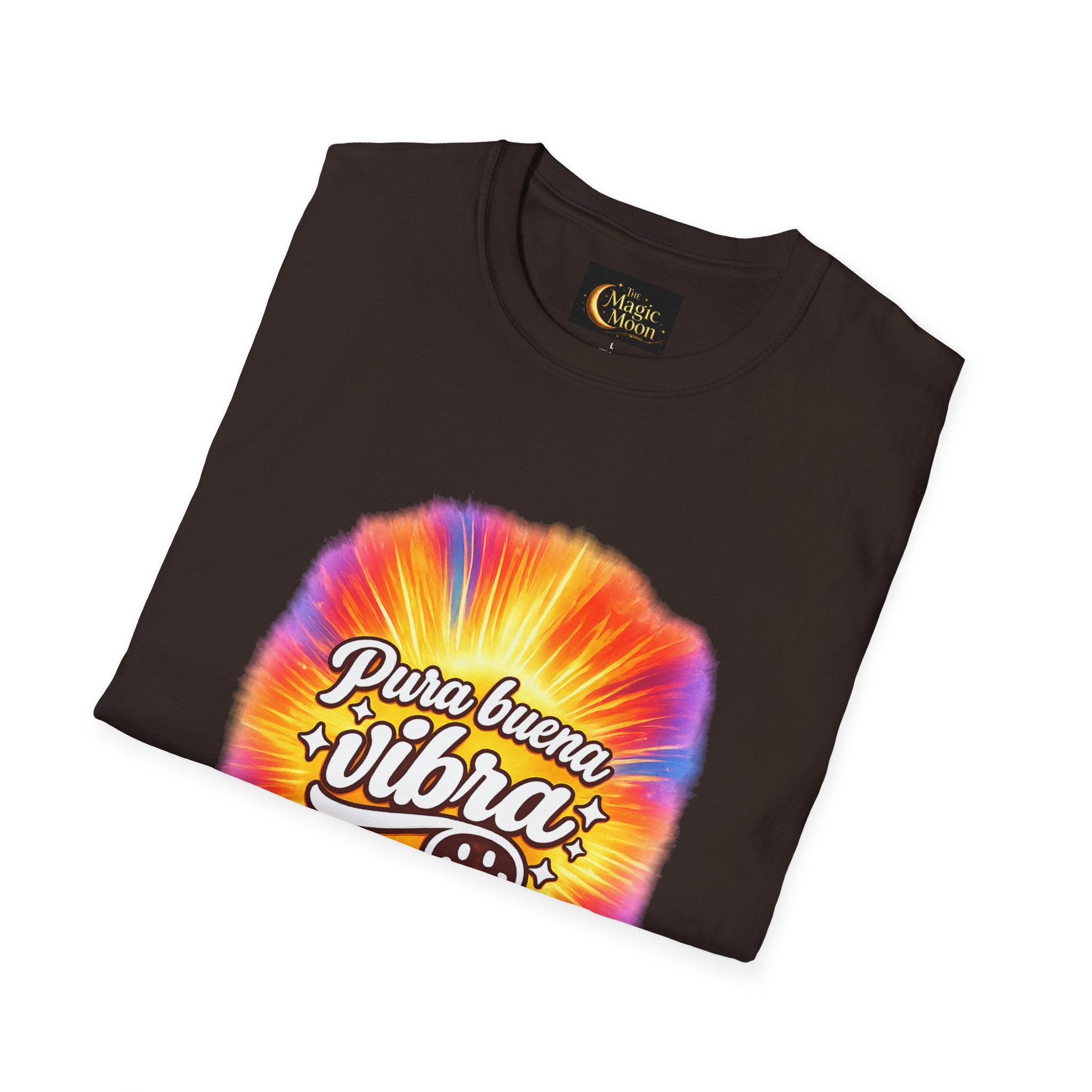 Pura Buena Vibra T-Shirt — Rainbow Tie-Dye Smile Tee