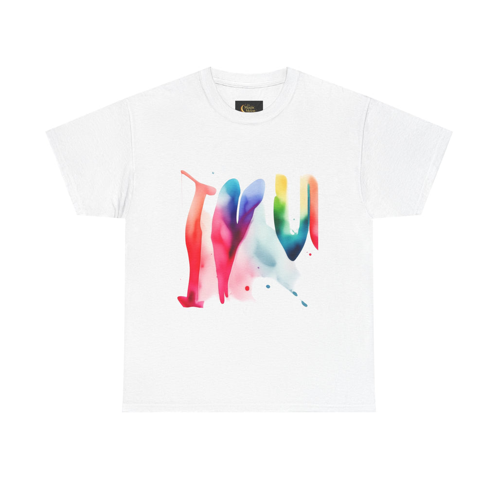 T-Shirt — Watercolor Rainbow Heart Design