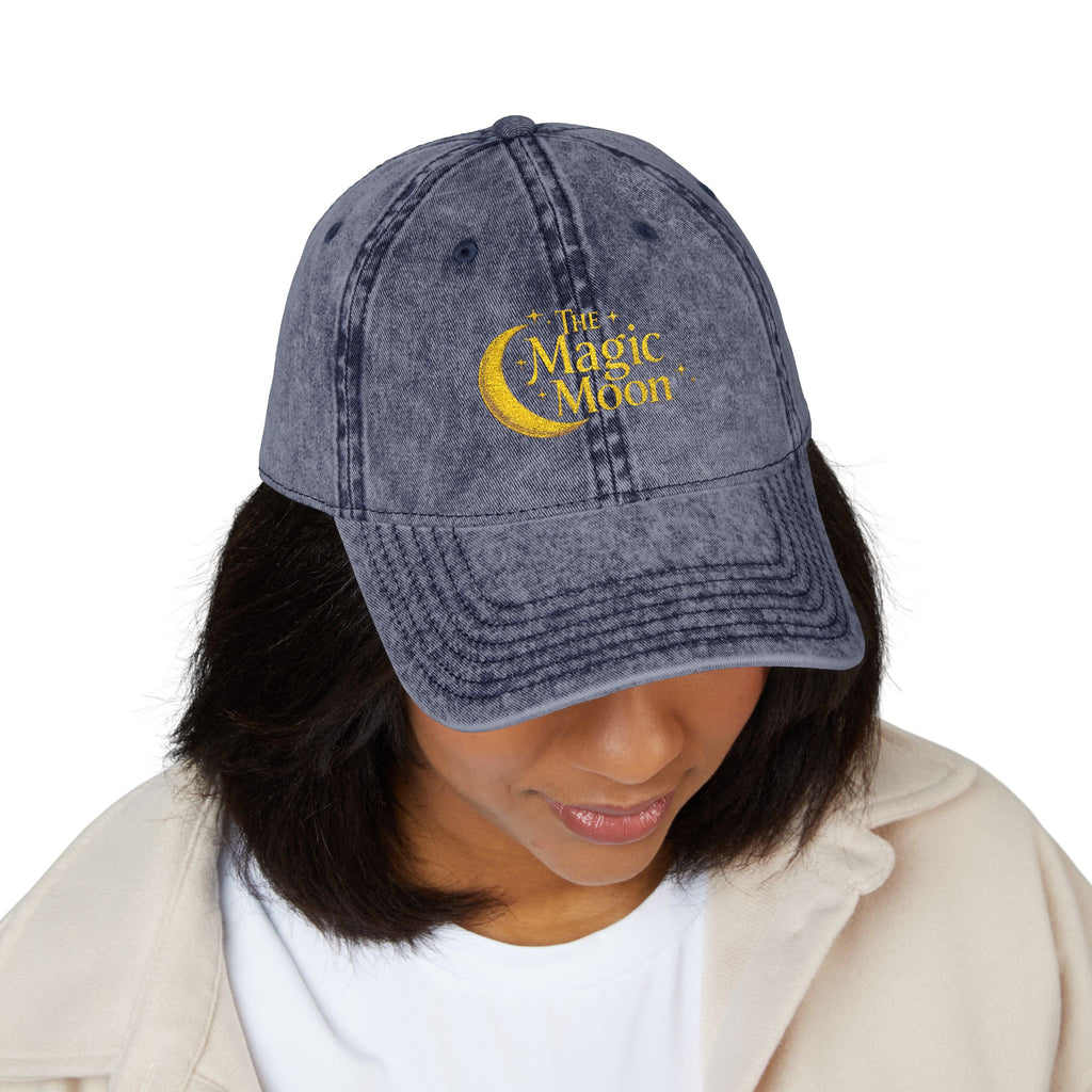 Vintage Embroidered Cap – "The Magic Moon" Distressed Baseball Hat