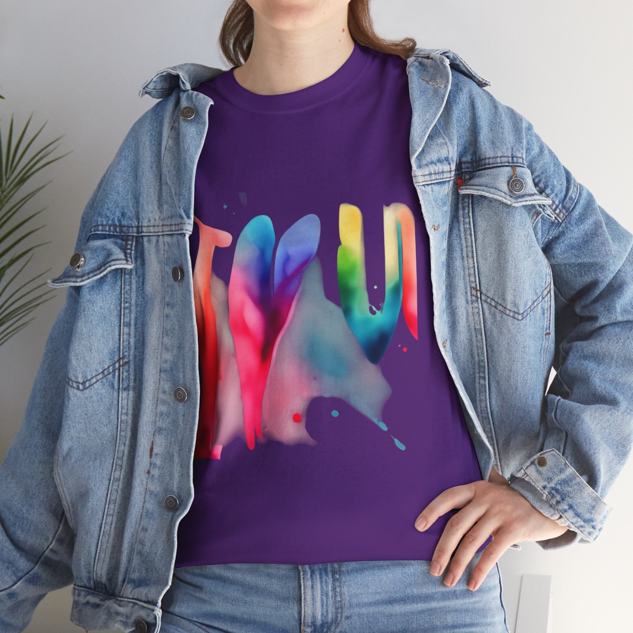 T-Shirt — Watercolor Rainbow Heart Design