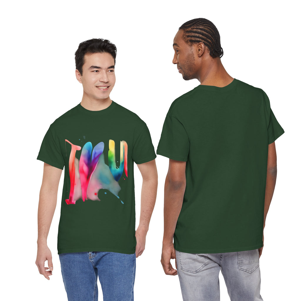 T-Shirt — Watercolor Rainbow Heart Design