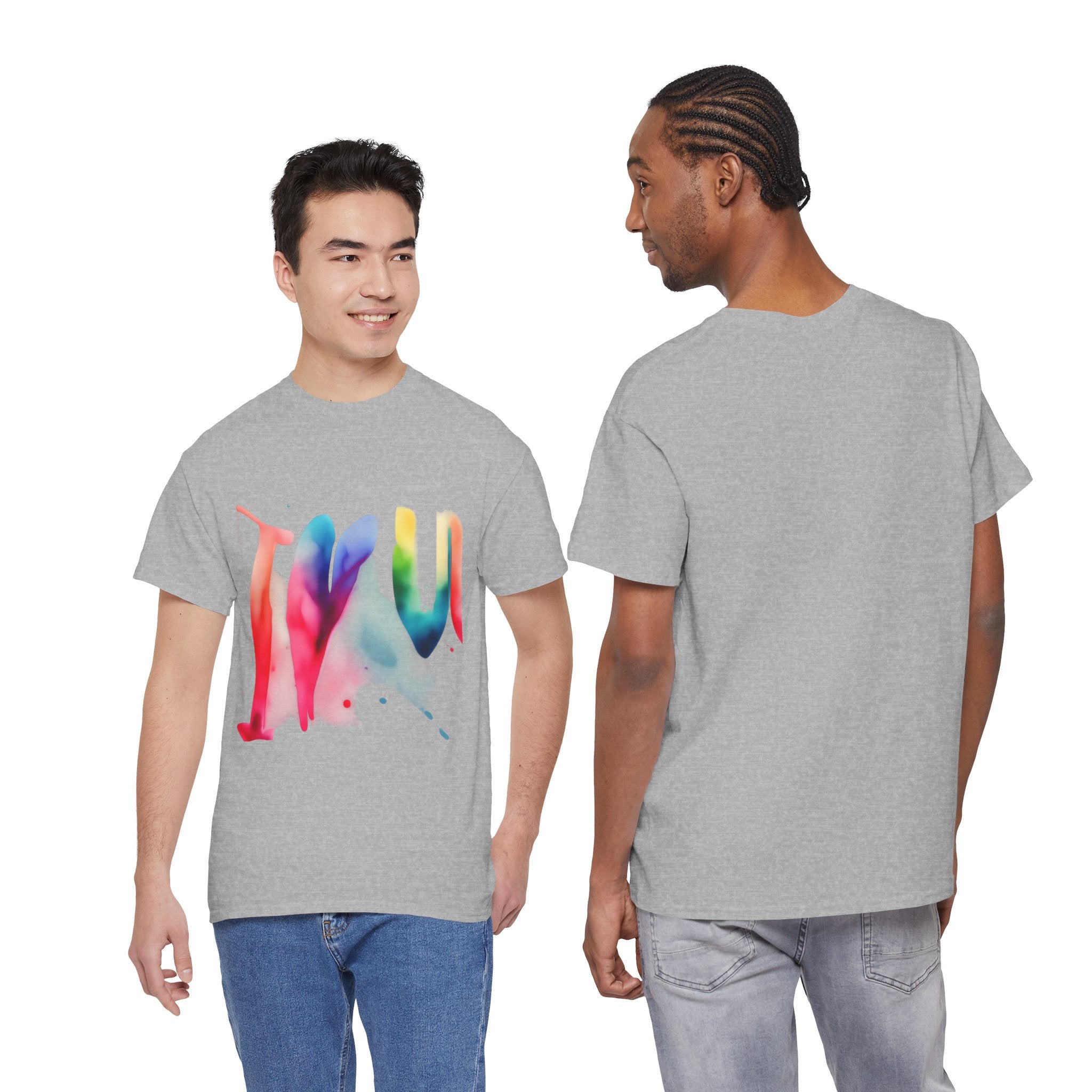T-Shirt — Watercolor Rainbow Heart Design