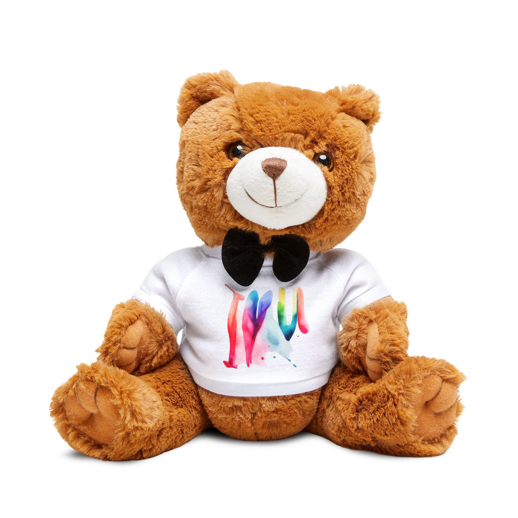 Plush Teddy Bear with Rainbow T-Shirt — Cute Gift for Kids & Valentine's