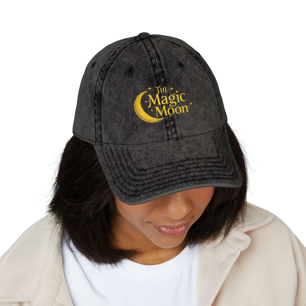 Vintage Embroidered Cap – "The Magic Moon" Distressed Baseball Hat
