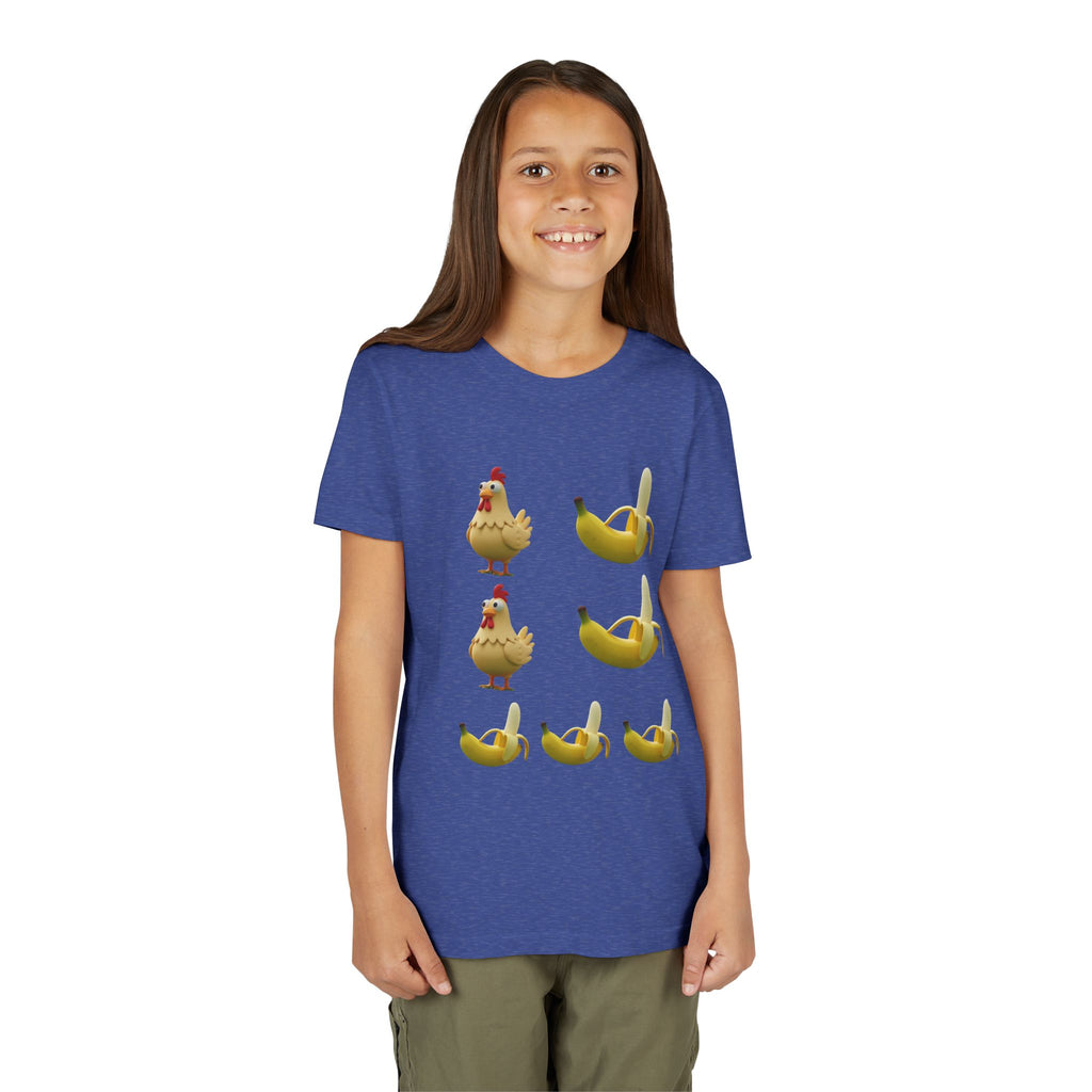 Youth Tee — Funny Chicken and Banana Emoji Pattern Kids T-Shirt