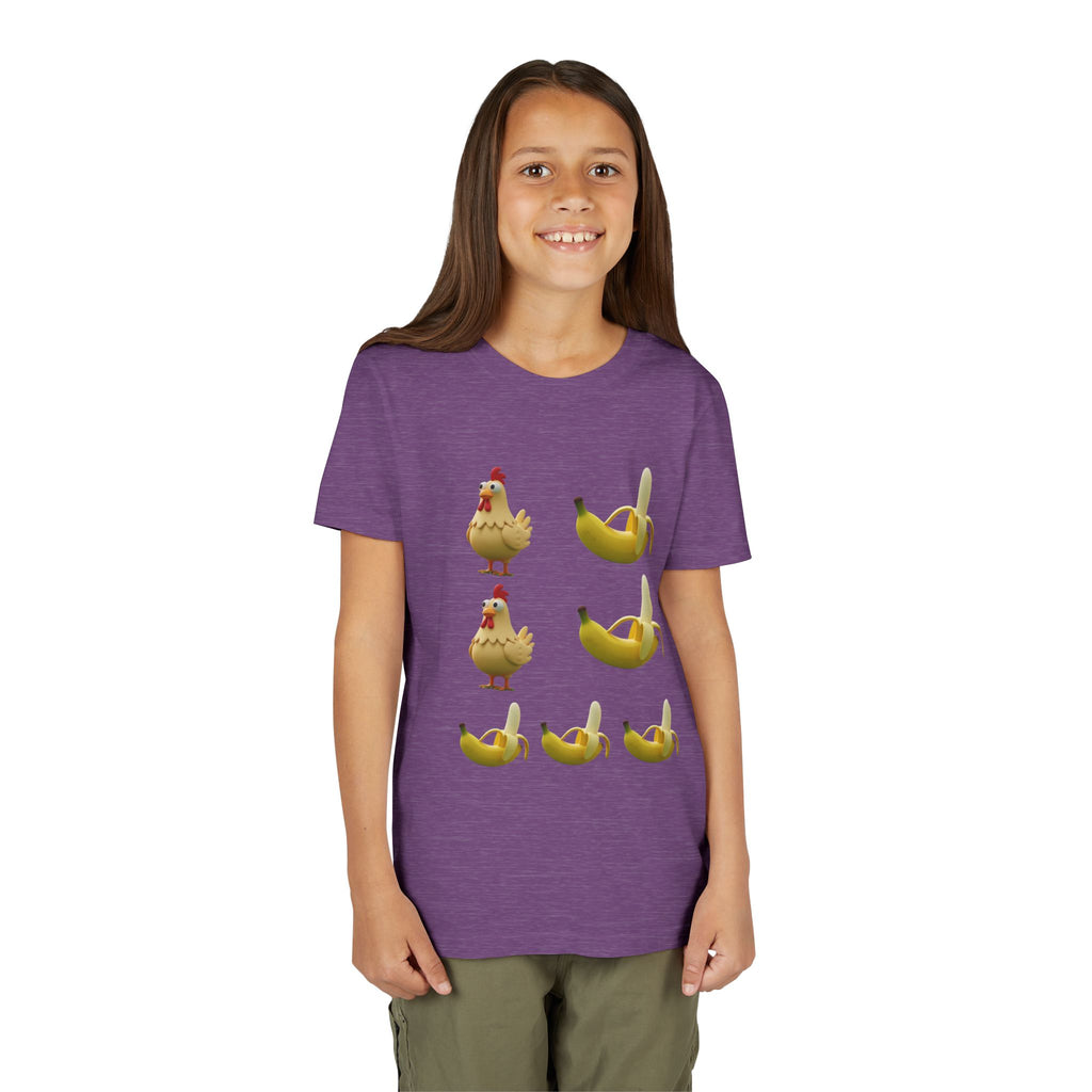 Youth Tee — Funny Chicken and Banana Emoji Pattern Kids T-Shirt