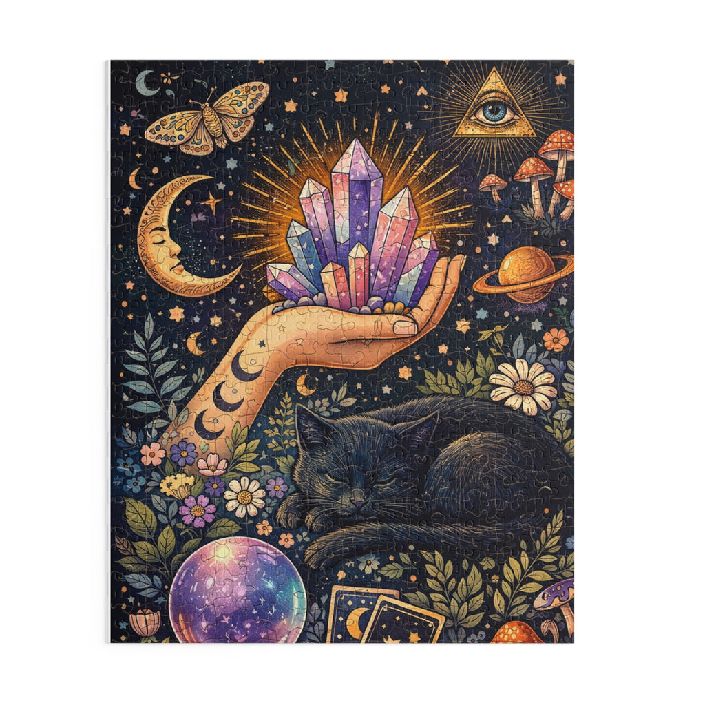 Mystic Crystal & Cat Puzzle — Spiritual 120/252/500-Piece Jigsaw