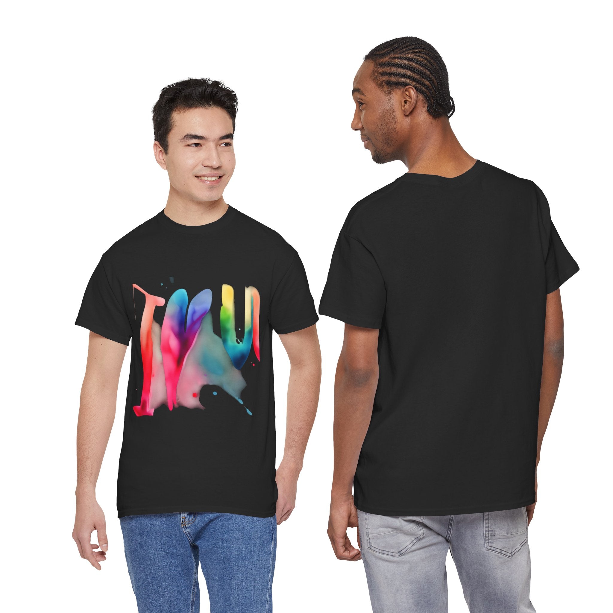 T-Shirt — Watercolor Rainbow Heart Design