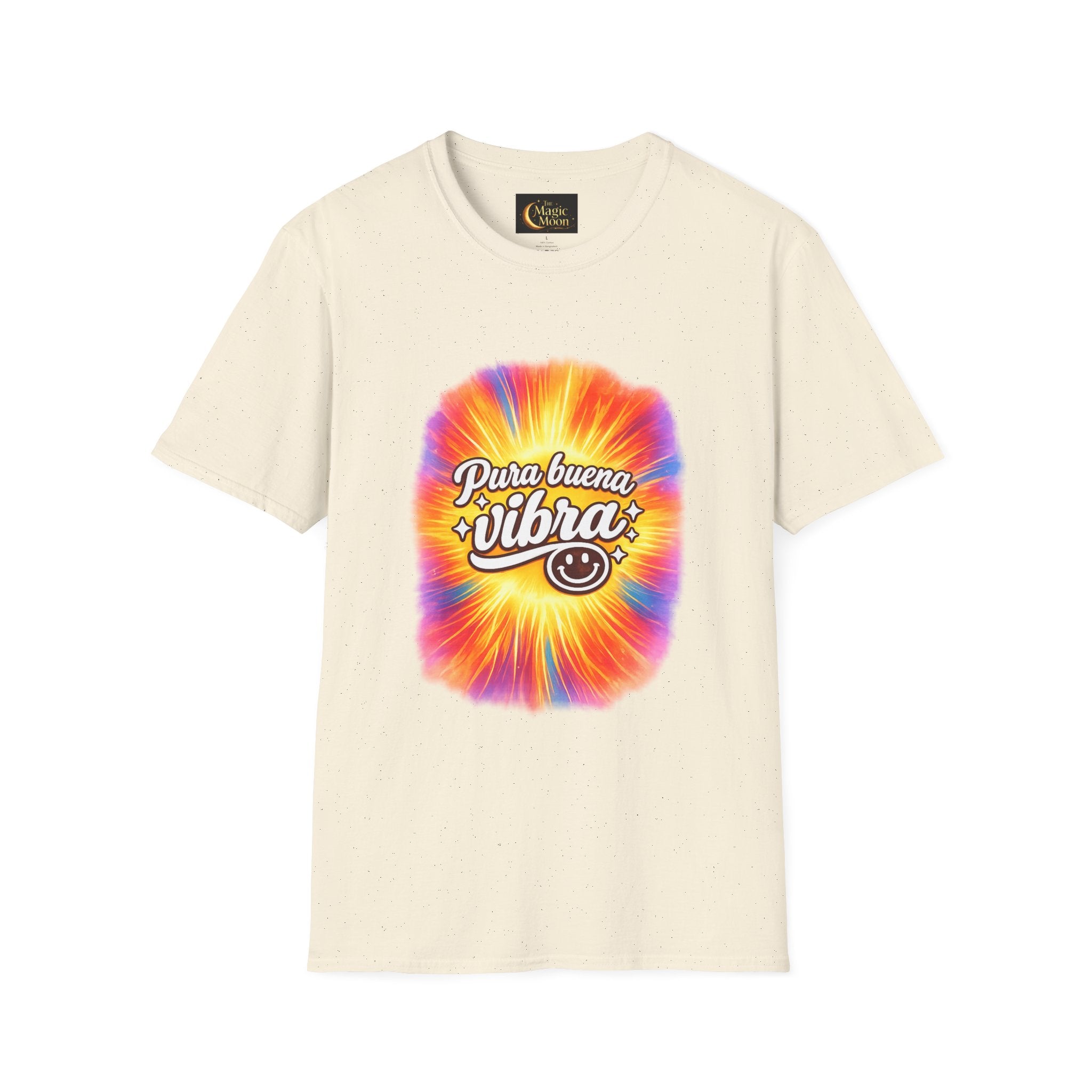 Pura Buena Vibra T-Shirt — Rainbow Tie-Dye Smile Tee