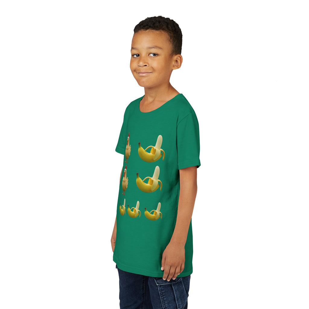 Youth Tee — Funny Chicken and Banana Emoji Pattern Kids T-Shirt