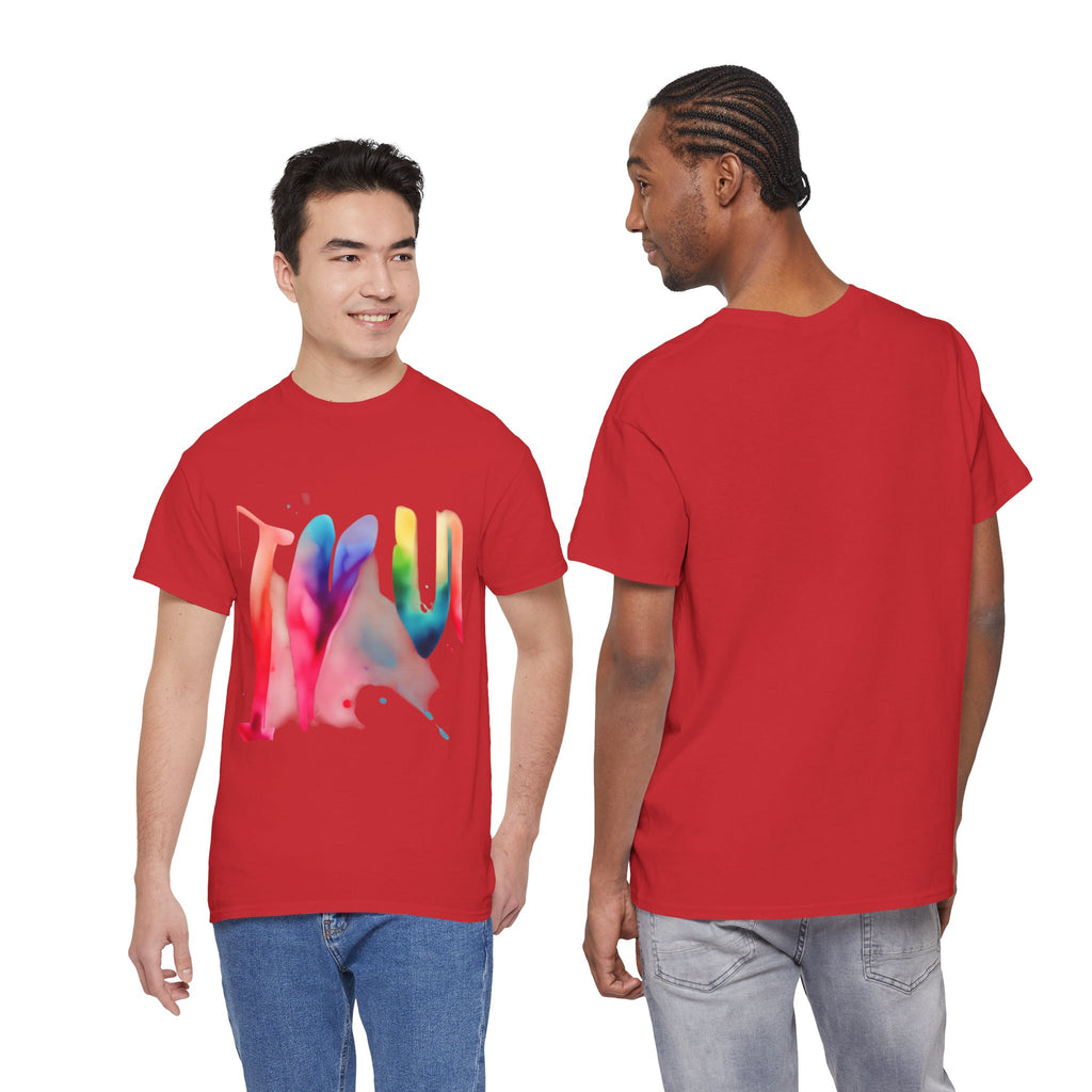 T-Shirt — Watercolor Rainbow Heart Design