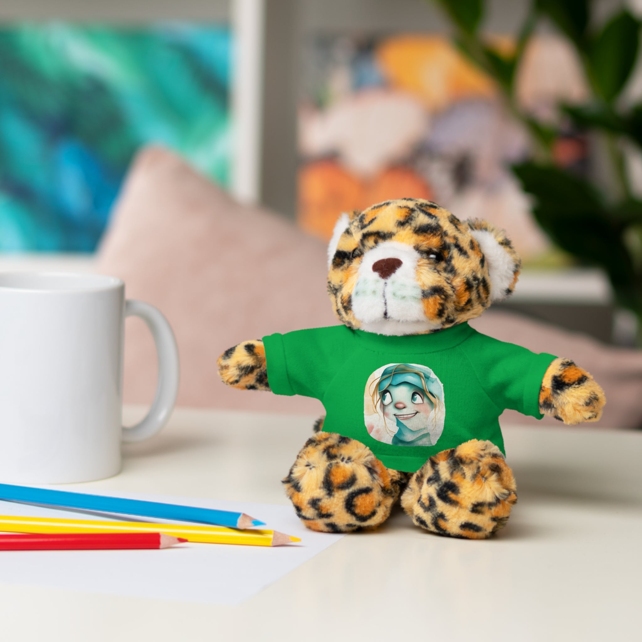 Personalized Plush Bear with Custom Tee — Cute Cartoon Portrait