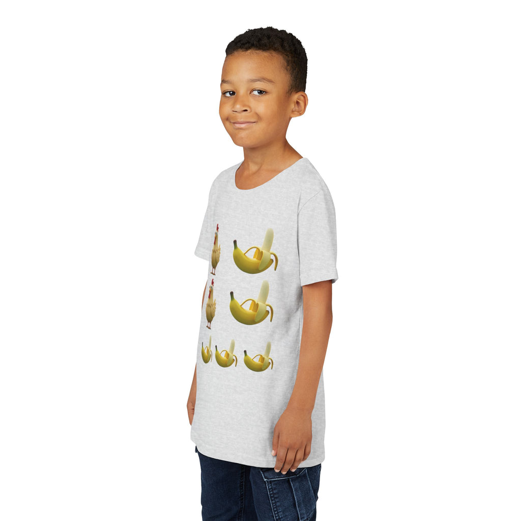 Youth Tee — Funny Chicken and Banana Emoji Pattern Kids T-Shirt