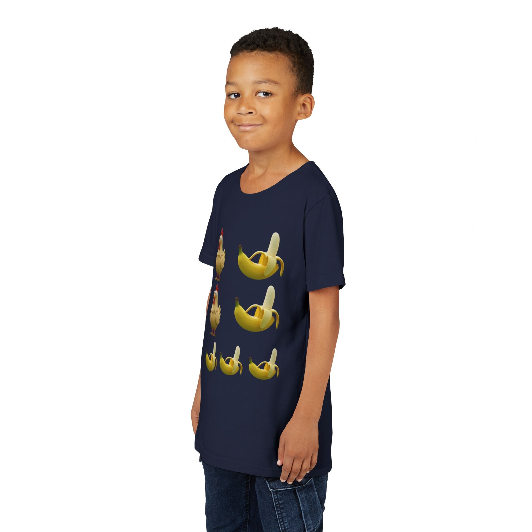 Youth Tee — Funny Chicken and Banana Emoji Pattern Kids T-Shirt