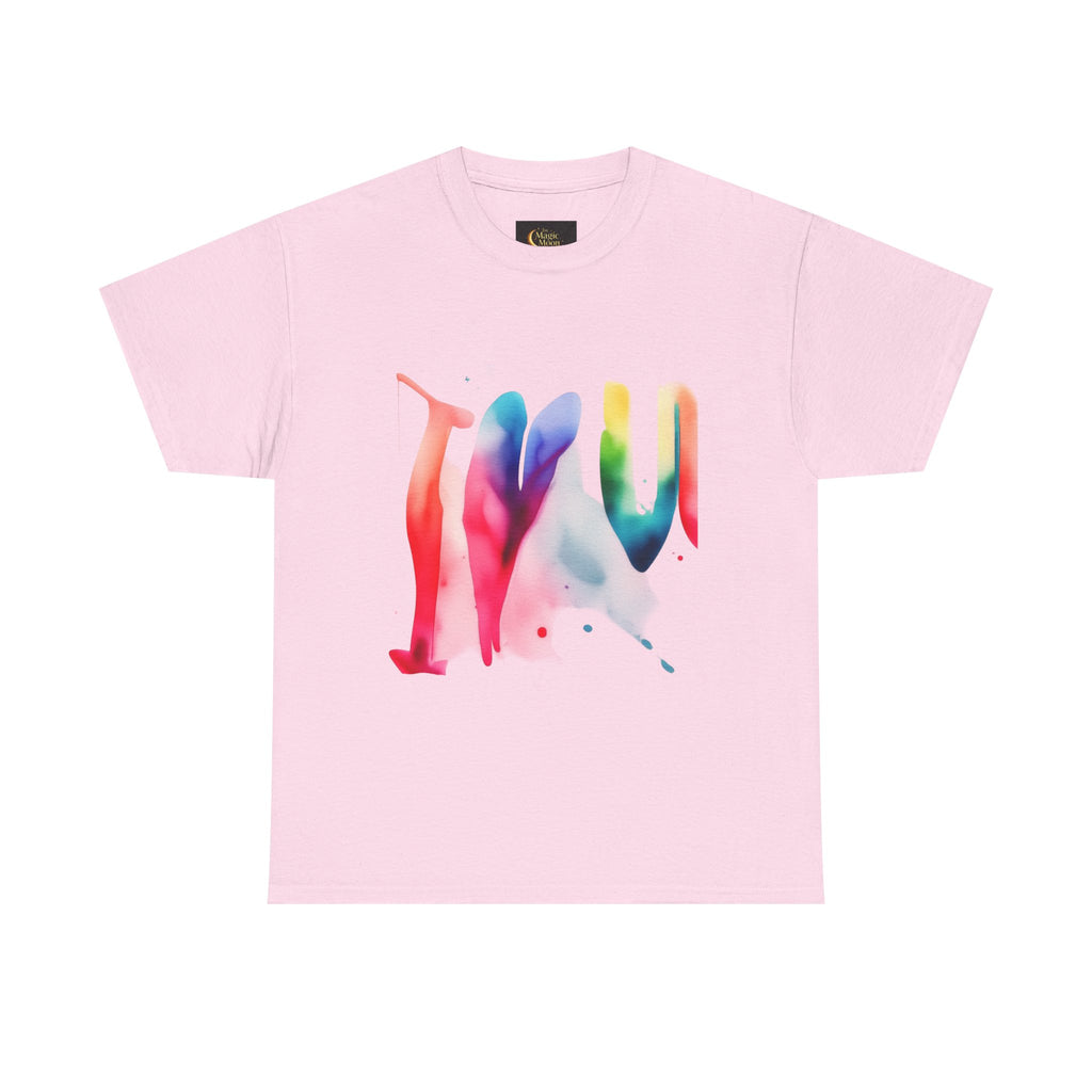 T-Shirt — Watercolor Rainbow Heart Design