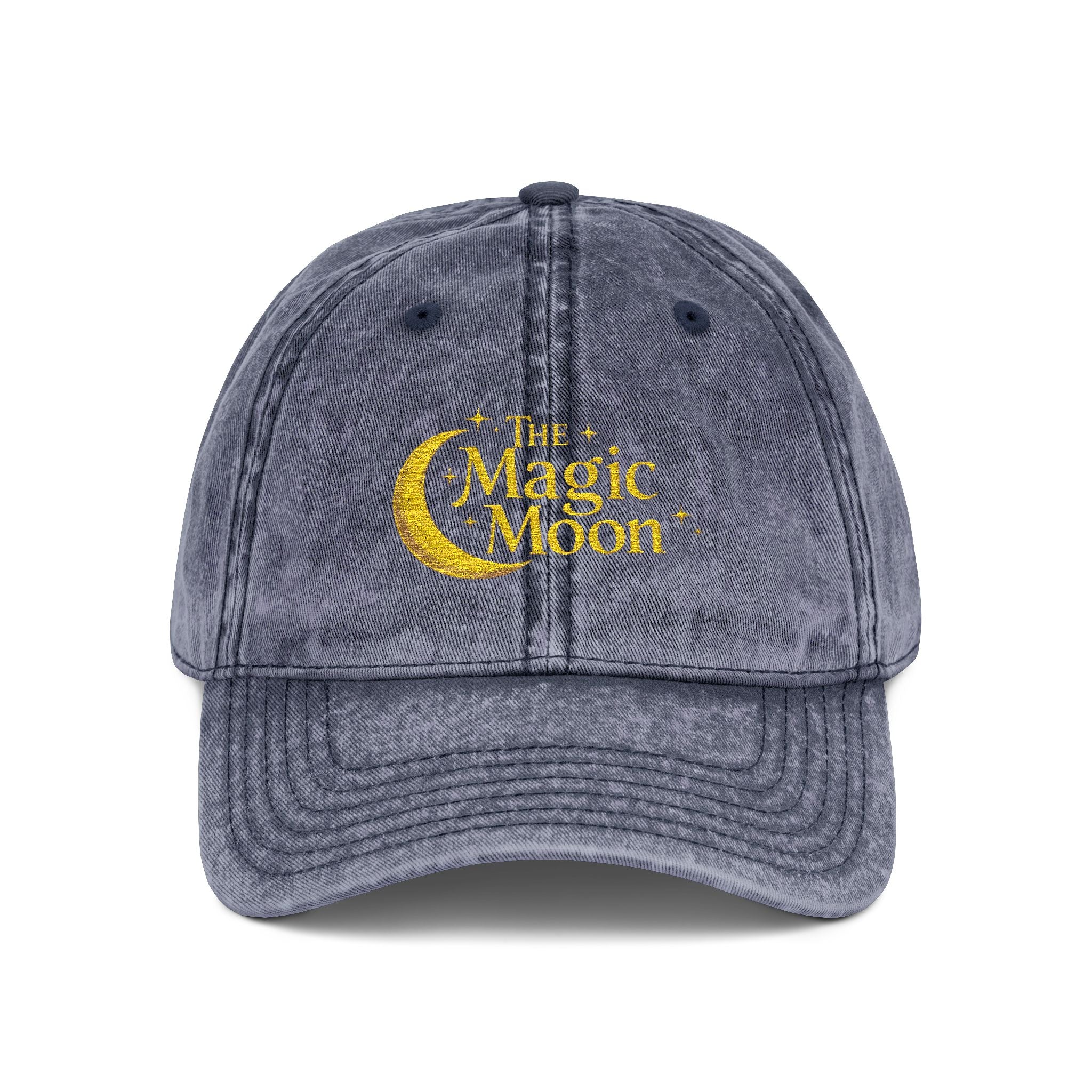 Vintage Embroidered Cap – "The Magic Moon" Distressed Baseball Hat