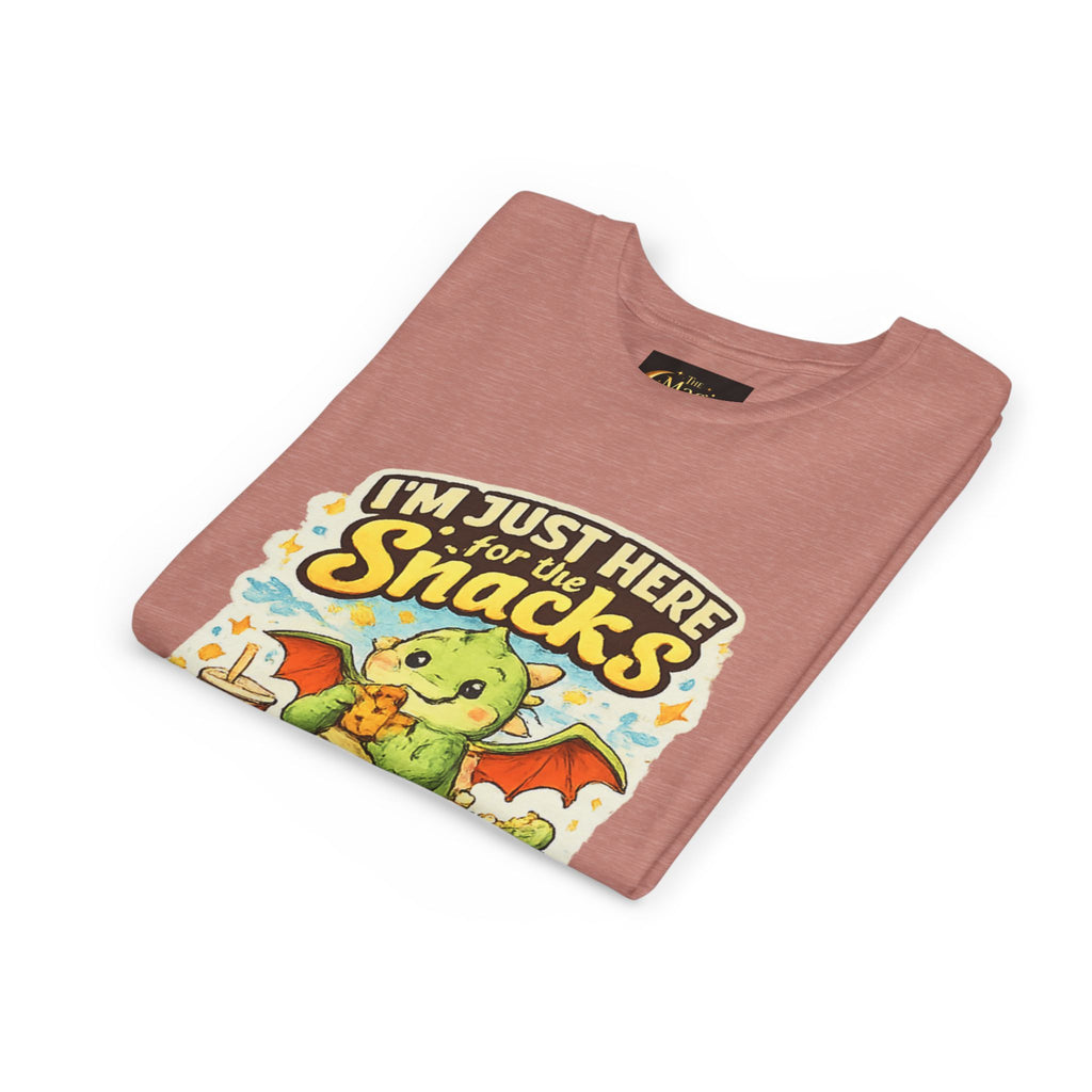 Kids Tee — Cute Dragon “I’m Just Here for the Snacks” Graphic T-Shirt