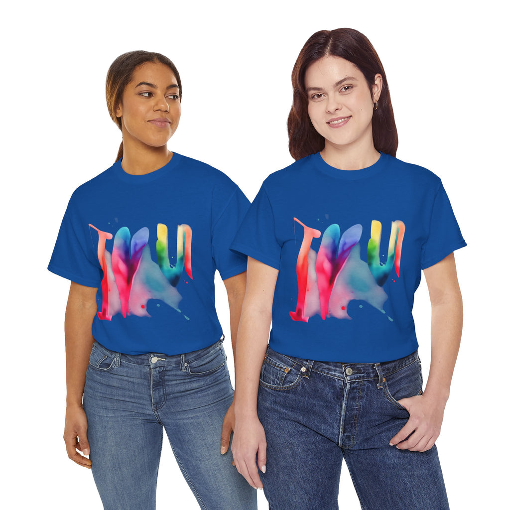 T-Shirt — Watercolor Rainbow Heart Design