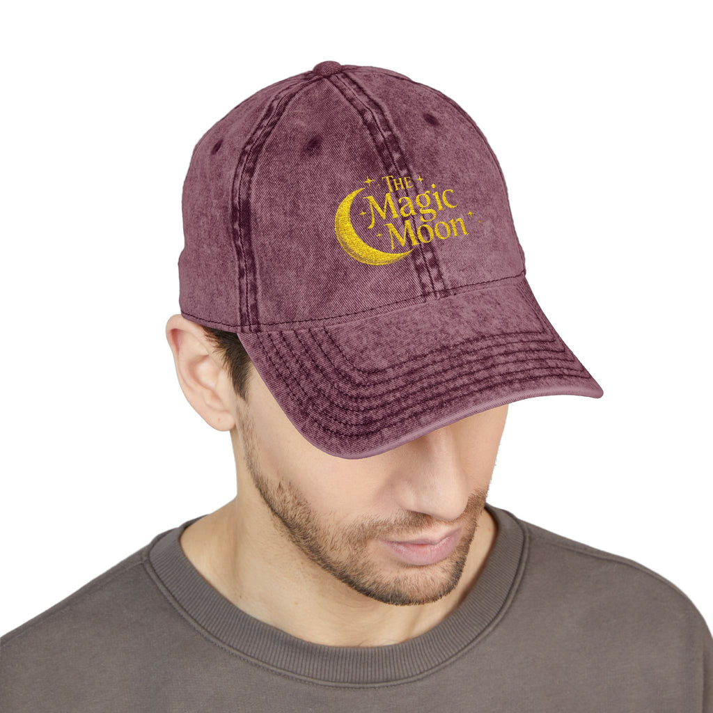 Vintage Embroidered Cap – "The Magic Moon" Distressed Baseball Hat