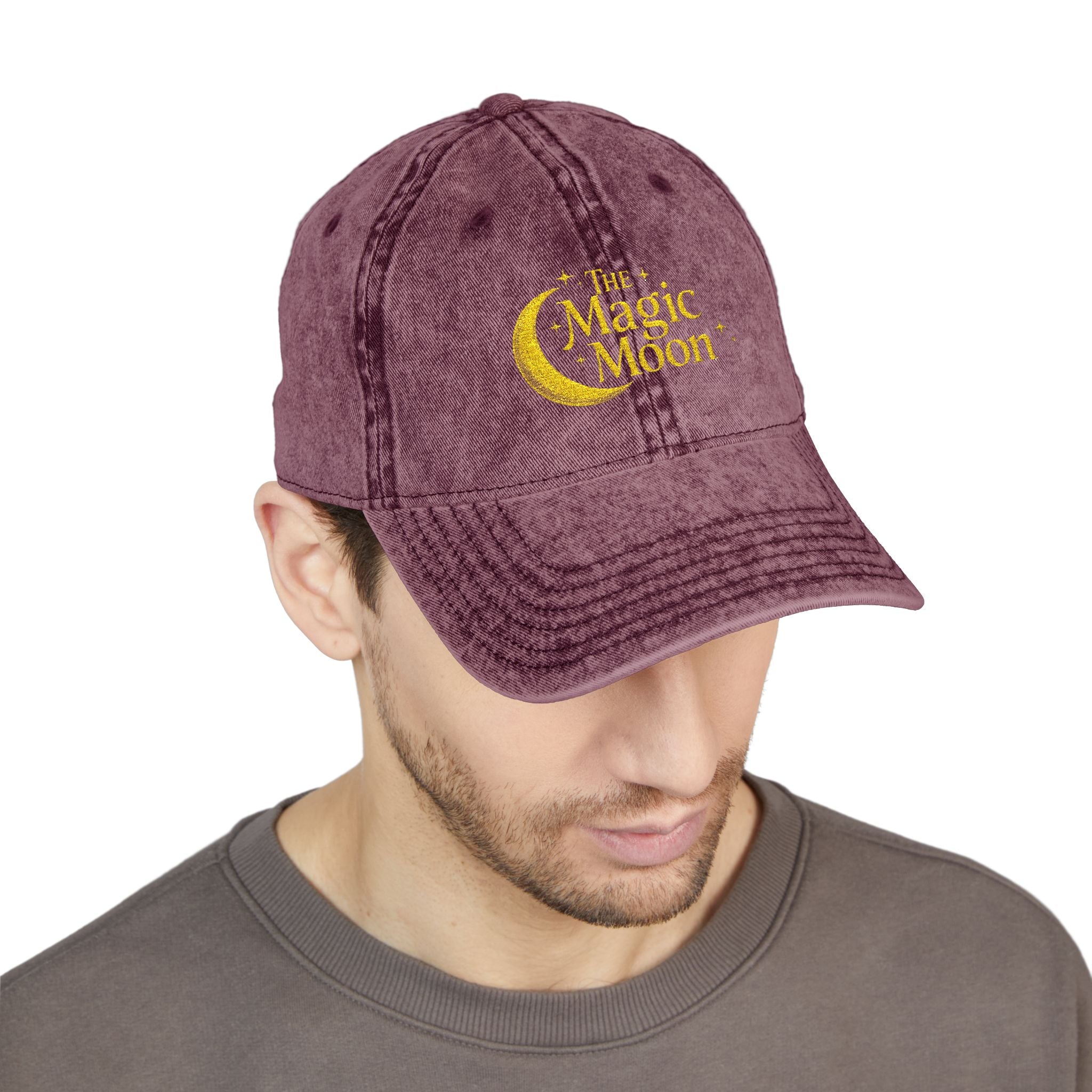 Vintage Embroidered Cap – "The Magic Moon" Distressed Baseball Hat