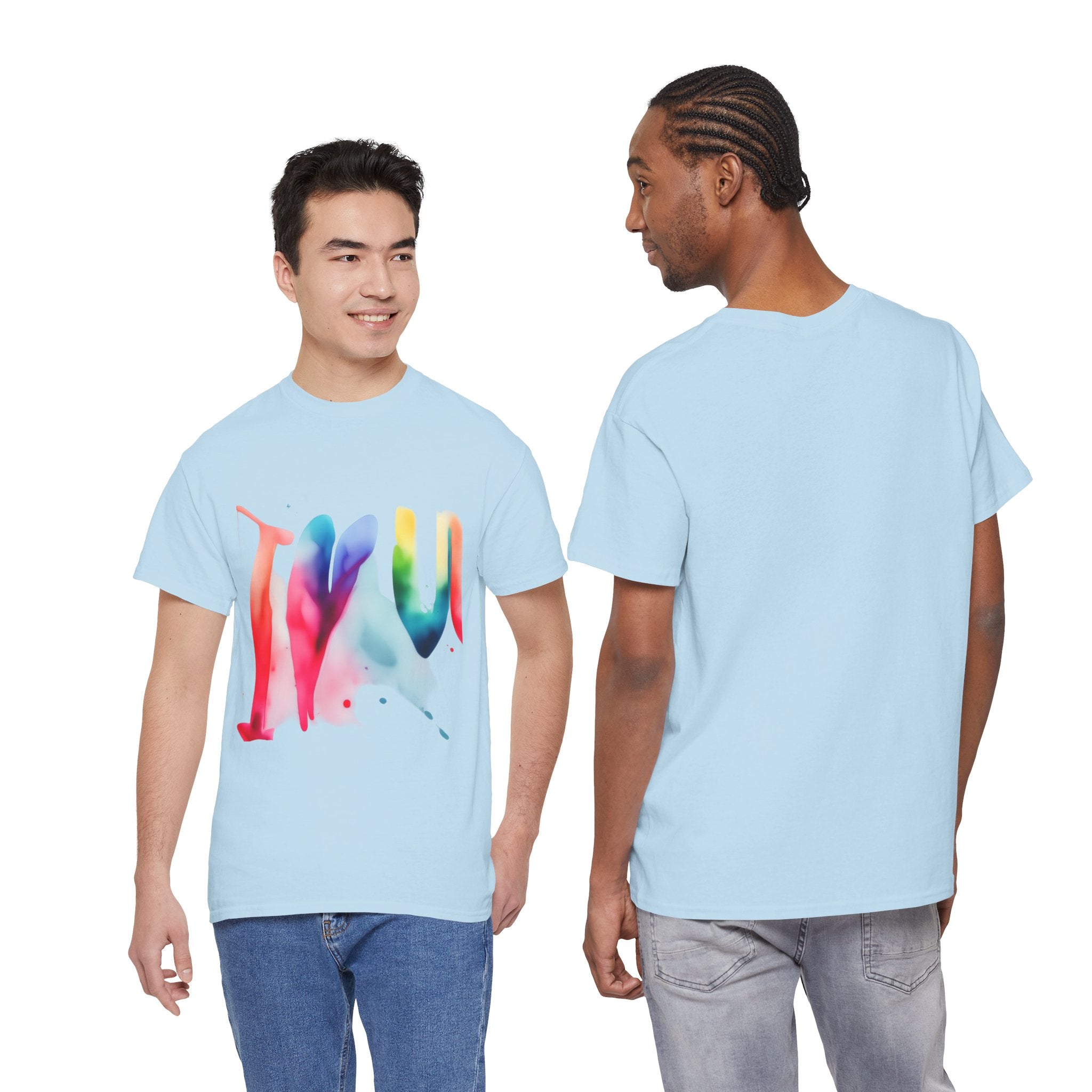 T-Shirt — Watercolor Rainbow Heart Design