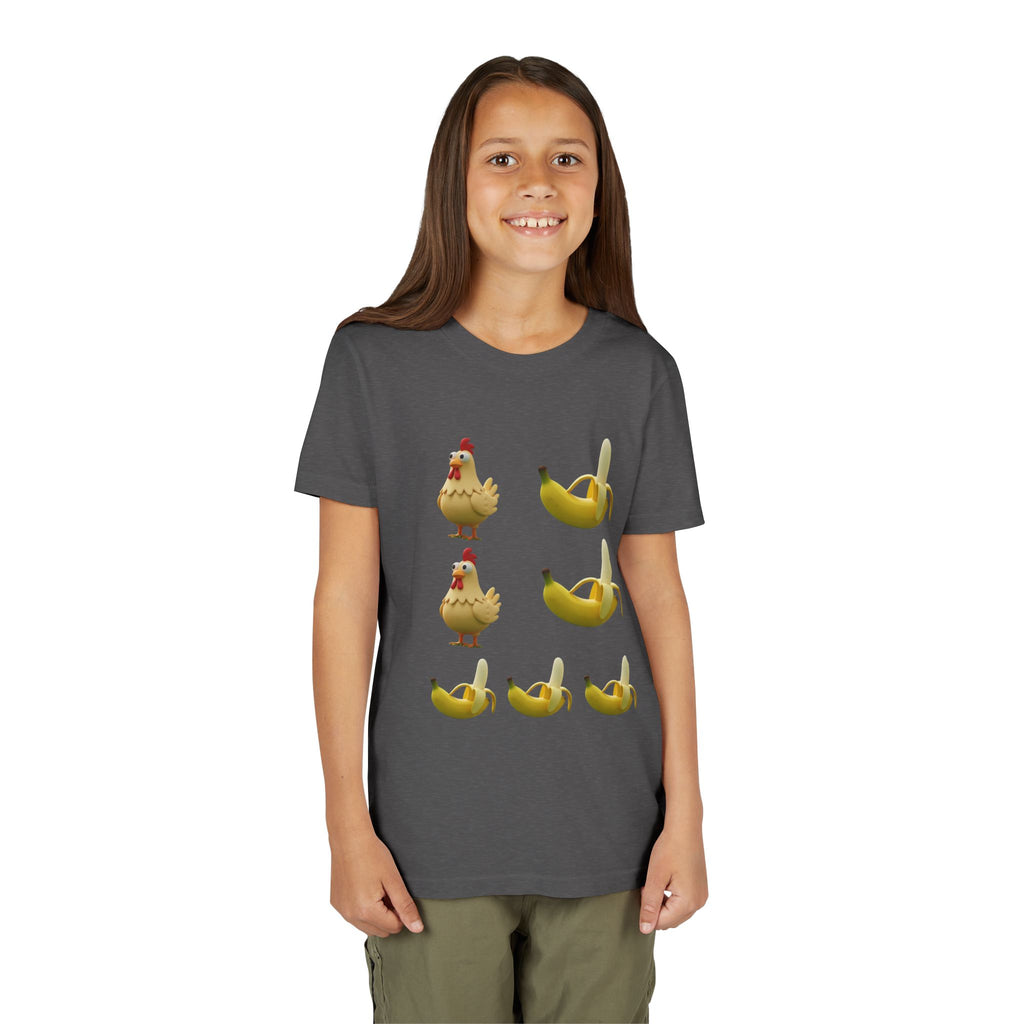 Youth Tee — Funny Chicken and Banana Emoji Pattern Kids T-Shirt