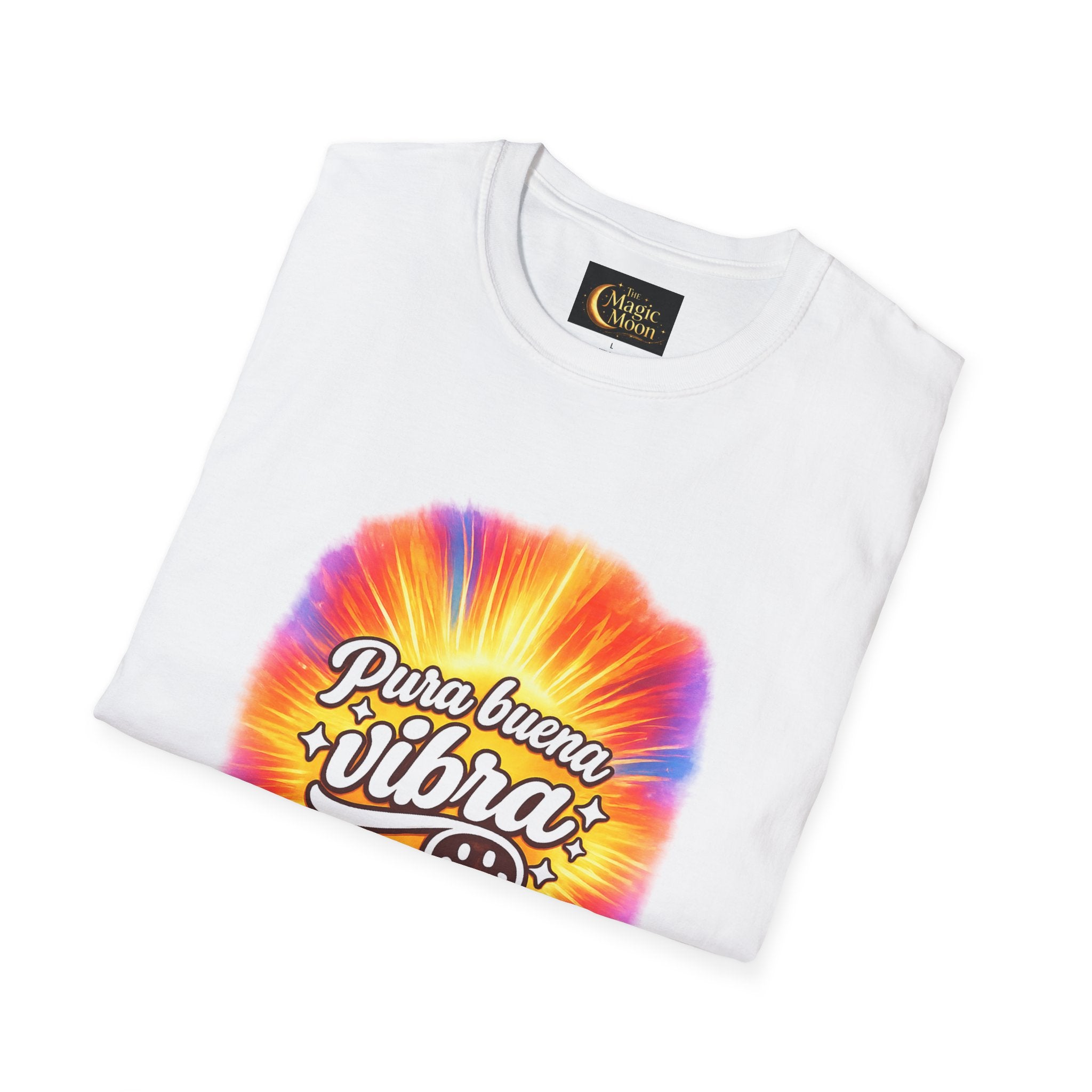 Pura Buena Vibra T-Shirt — Rainbow Tie-Dye Smile Tee