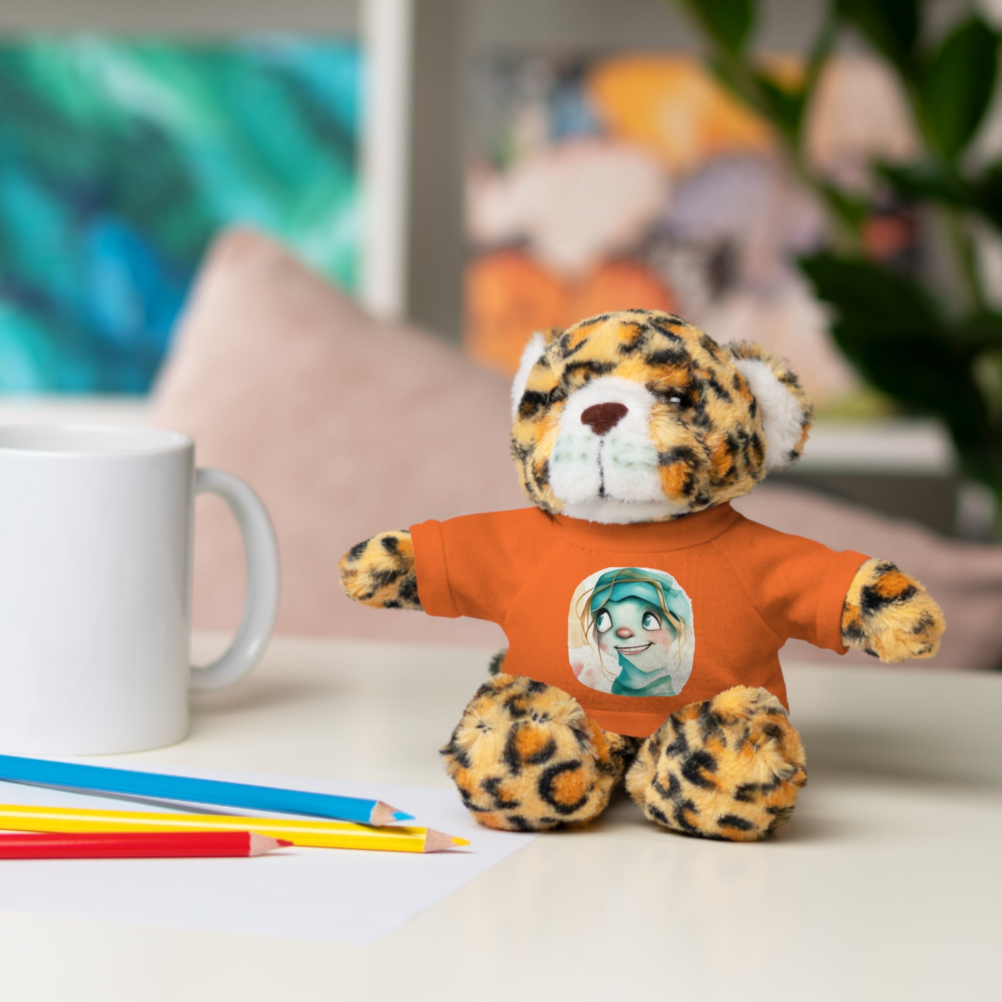 Personalized Plush Bear with Custom Tee — Cute Cartoon Portrait