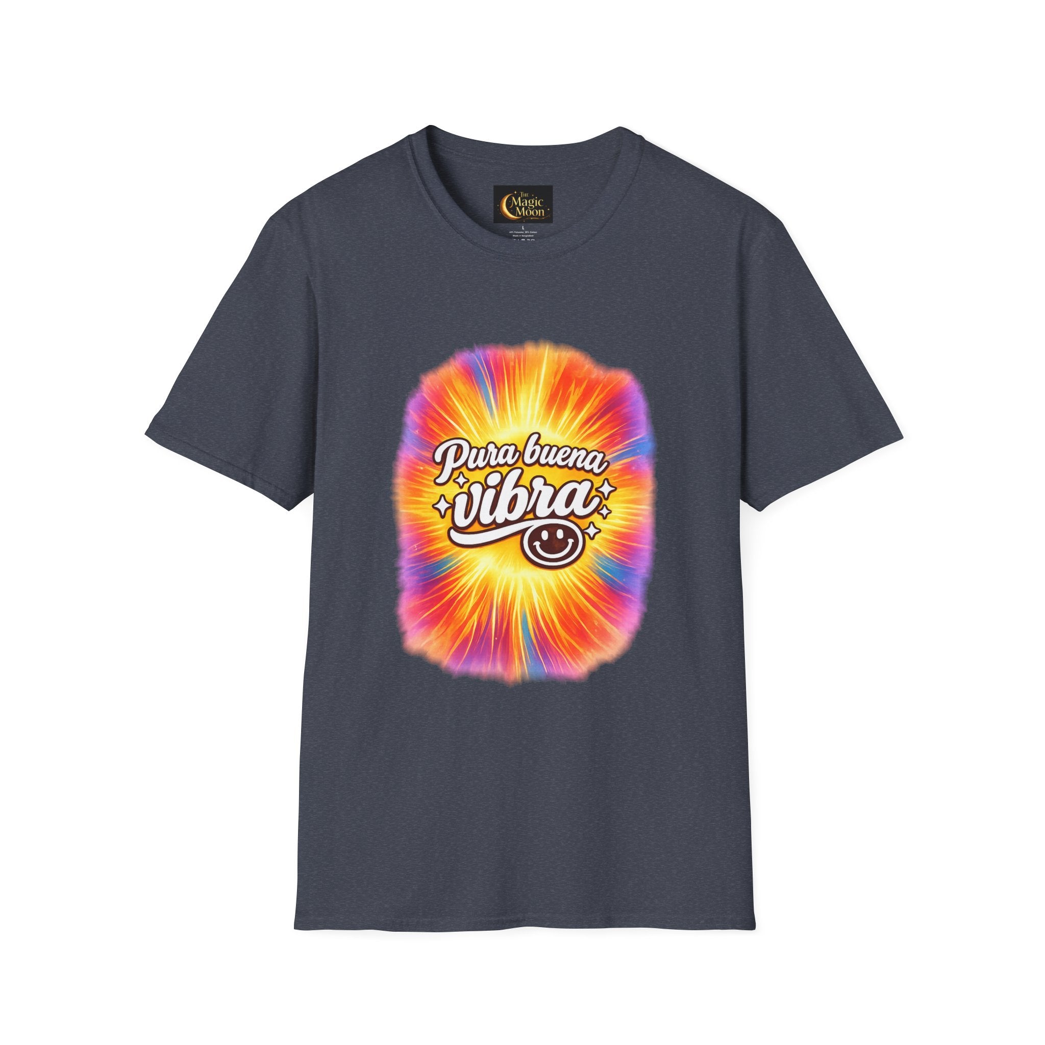 Pura Buena Vibra T-Shirt — Rainbow Tie-Dye Smile Tee