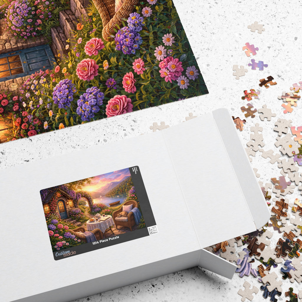 Scenic Lakeside Cottage Puzzle — Tranquil Tea Time 110–1014 Piece Jigsaw