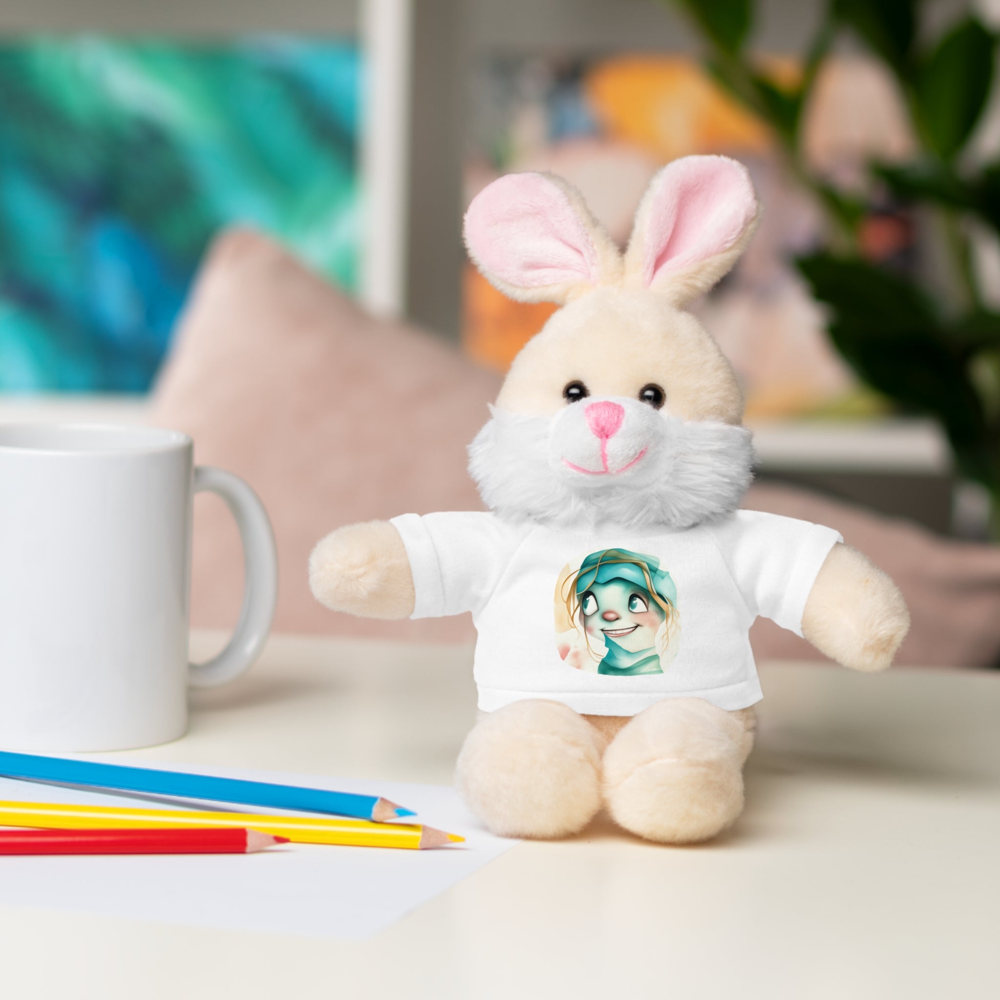 Personalized Plush Bear with Custom Tee — Cute Cartoon Portrait