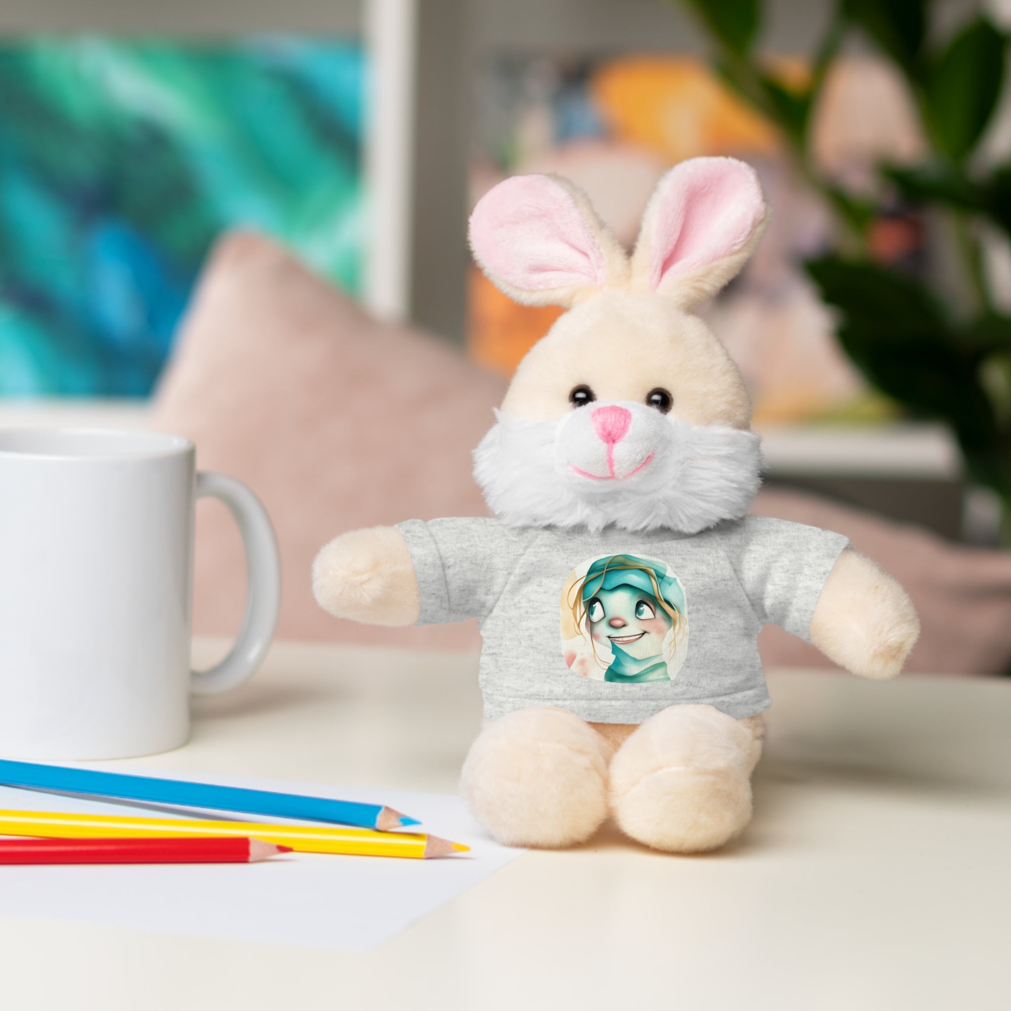 Personalized Plush Bear with Custom Tee — Cute Cartoon Portrait