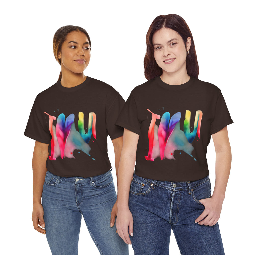 T-Shirt — Watercolor Rainbow Heart Design