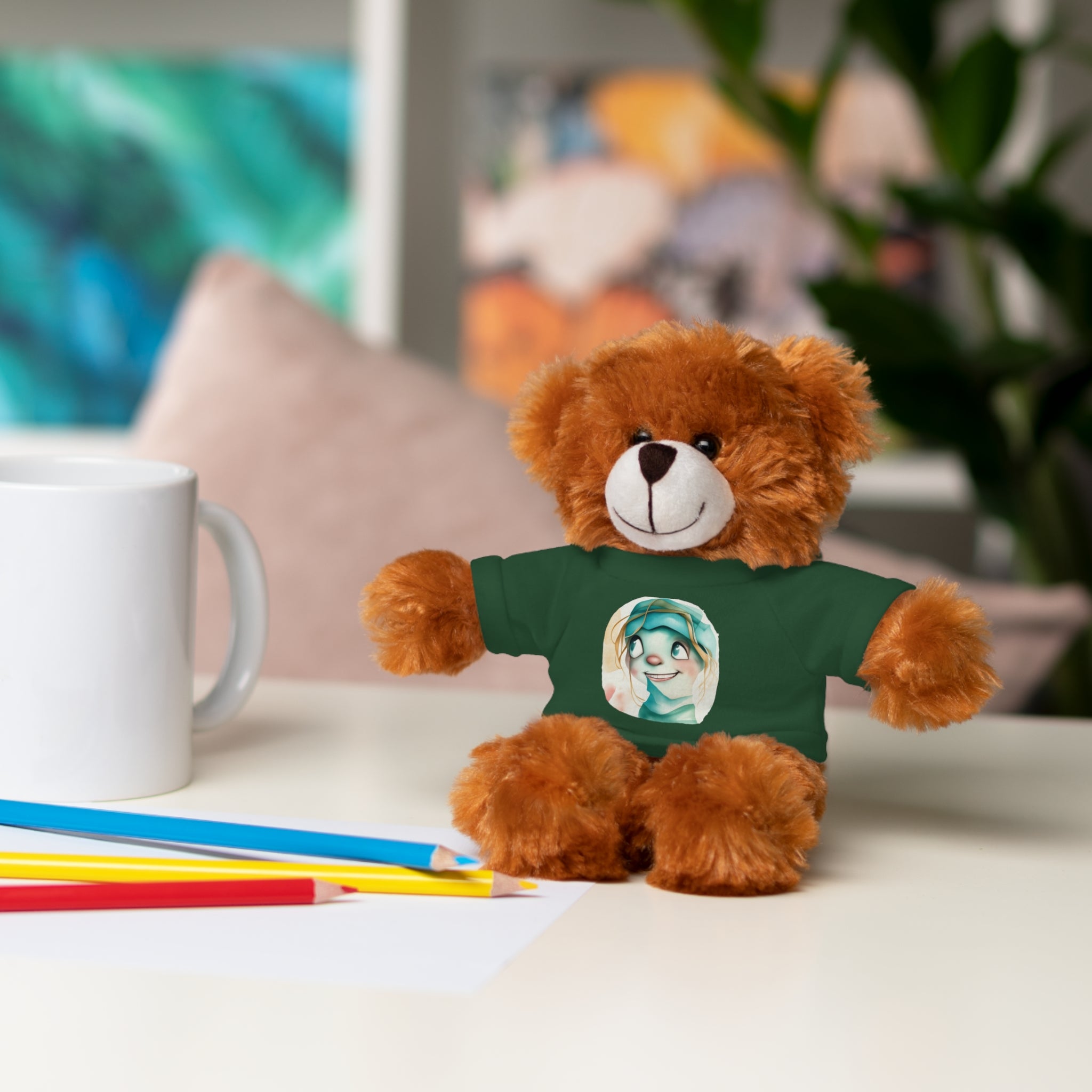Personalized Plush Bear with Custom Tee — Cute Cartoon Portrait