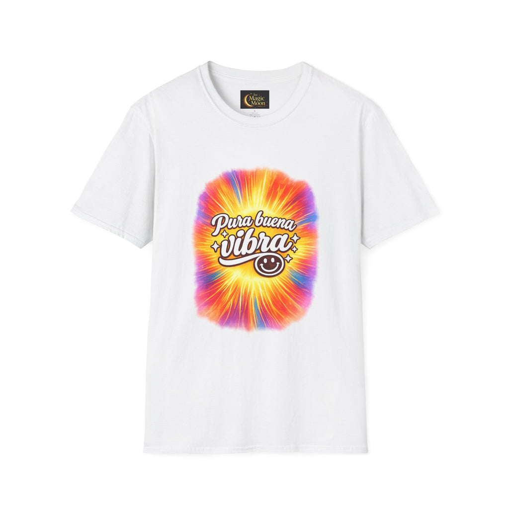 Pura Buena Vibra T-Shirt — Rainbow Tie-Dye Smile Tee