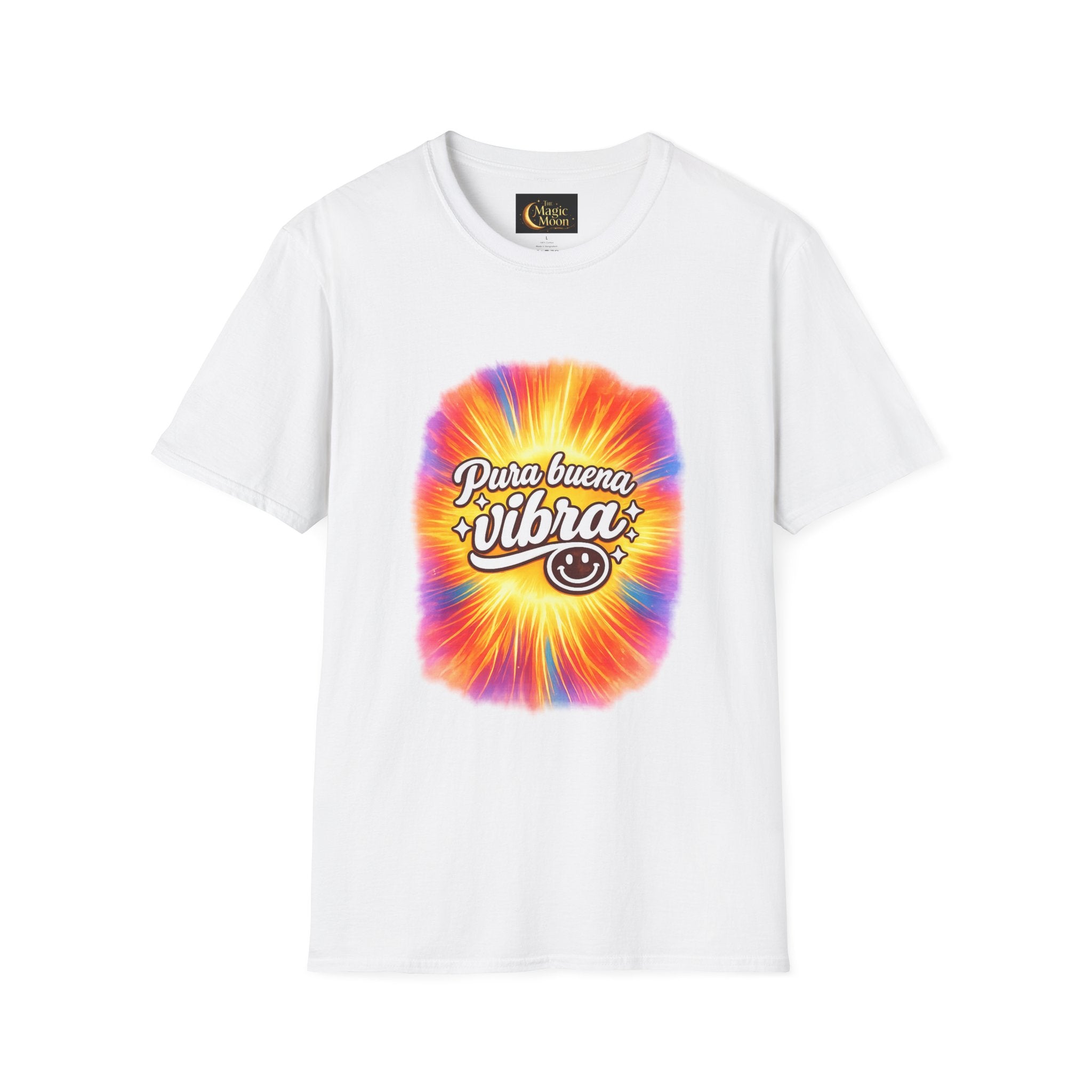 Pura Buena Vibra T-Shirt — Rainbow Tie-Dye Smile Tee