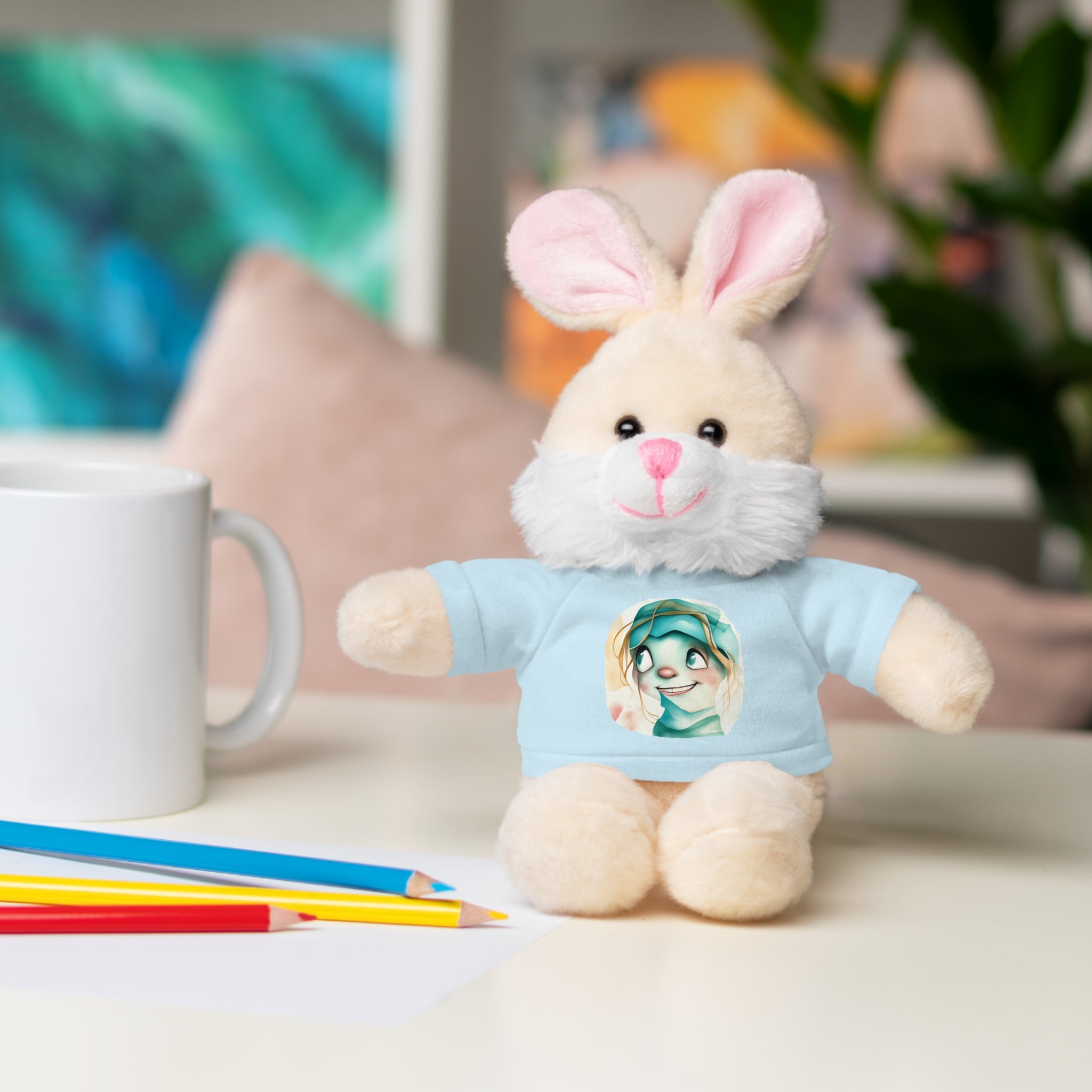 Personalized Plush Bear with Custom Tee — Cute Cartoon Portrait