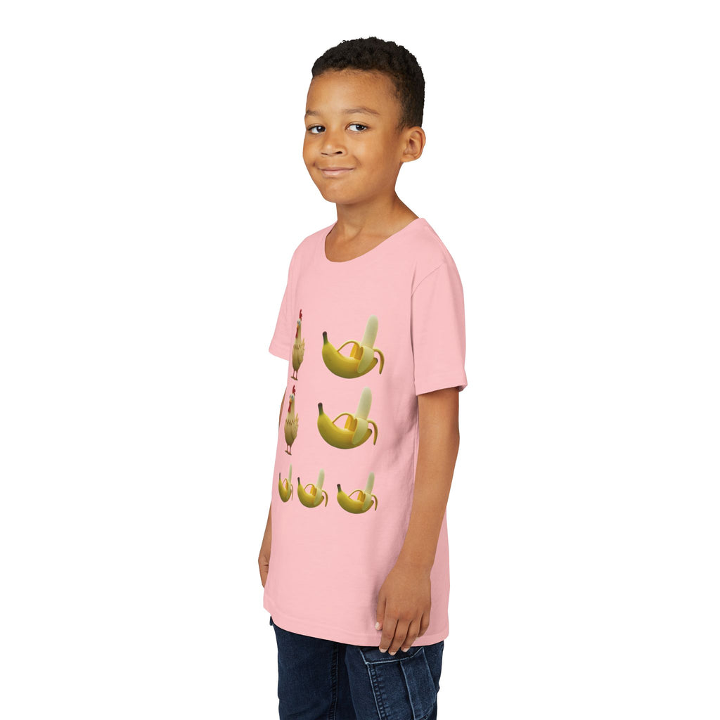 Youth Tee — Funny Chicken and Banana Emoji Pattern Kids T-Shirt