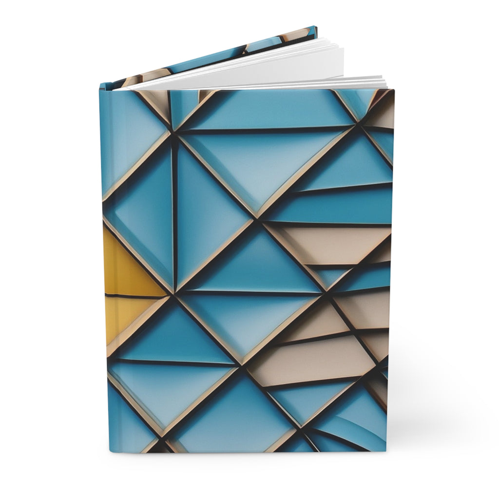 Geometric Blue Triangle Hardcover Journal — Matte Art Notebook for Notes & Sketches