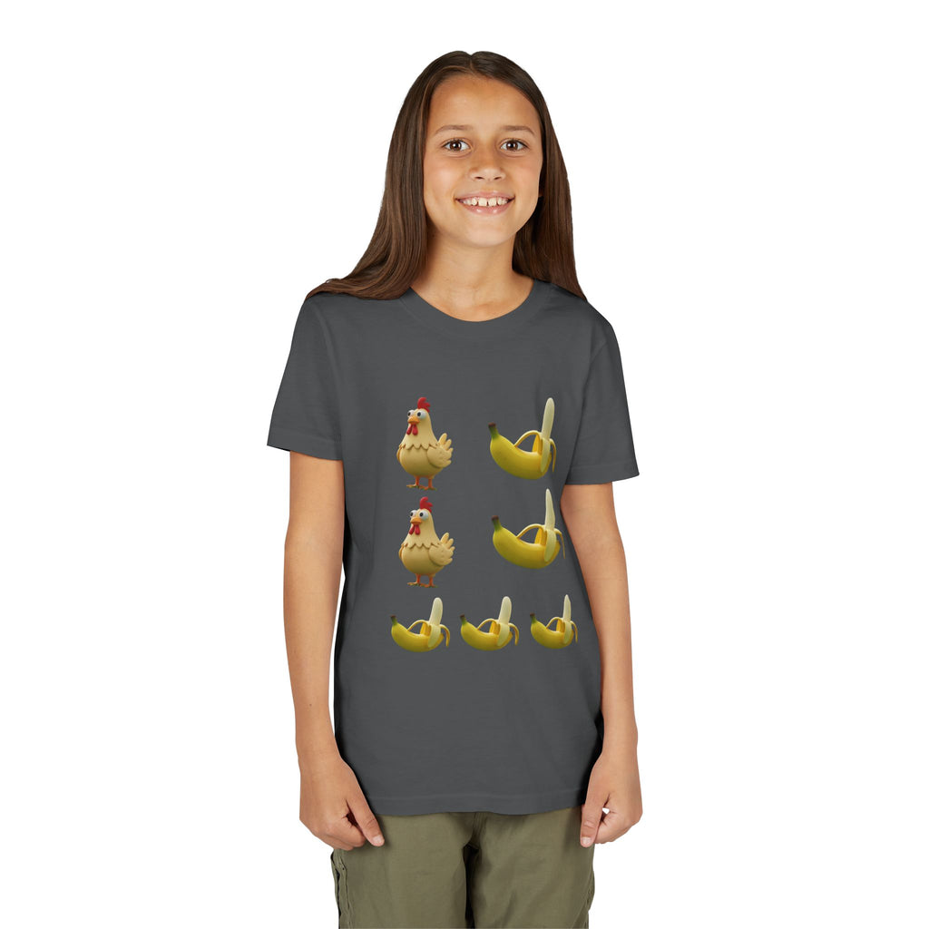 Youth Tee — Funny Chicken and Banana Emoji Pattern Kids T-Shirt