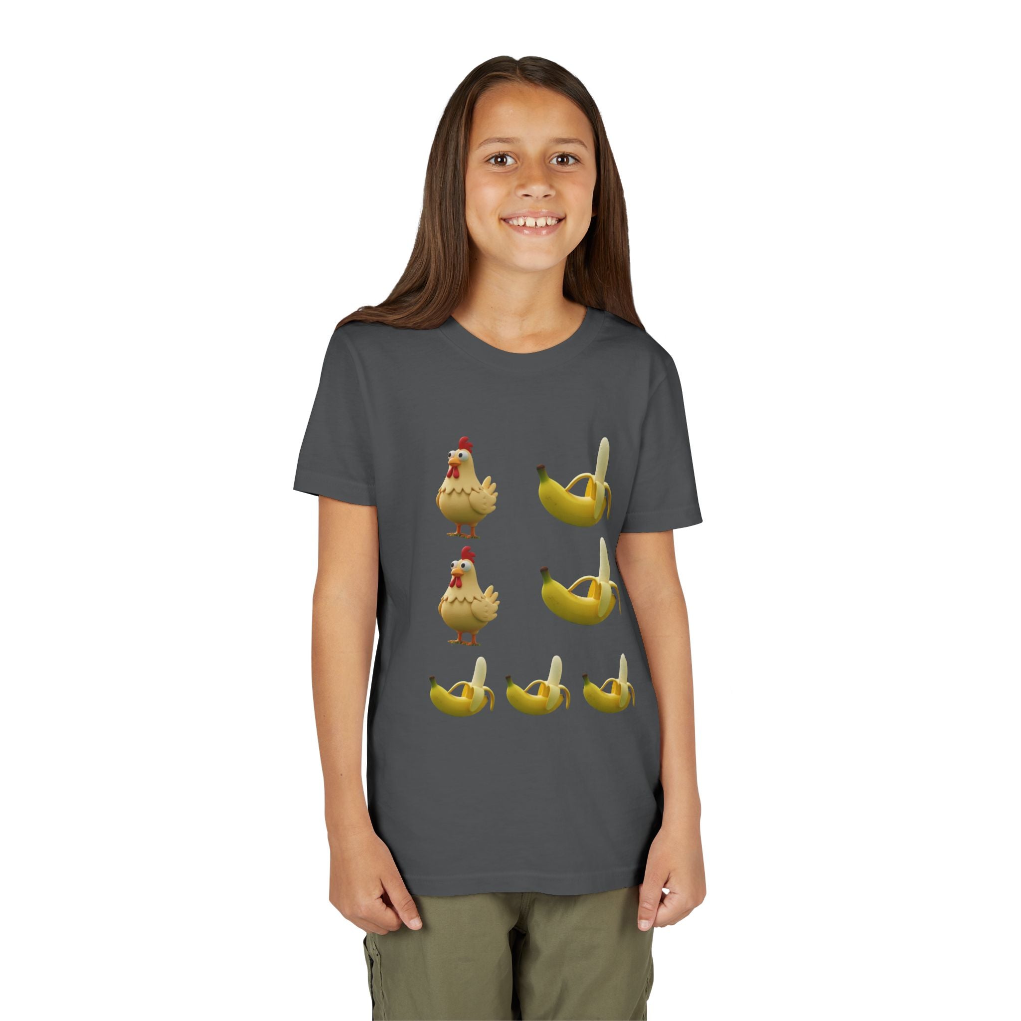 Youth Tee — Funny Chicken and Banana Emoji Pattern Kids T-Shirt