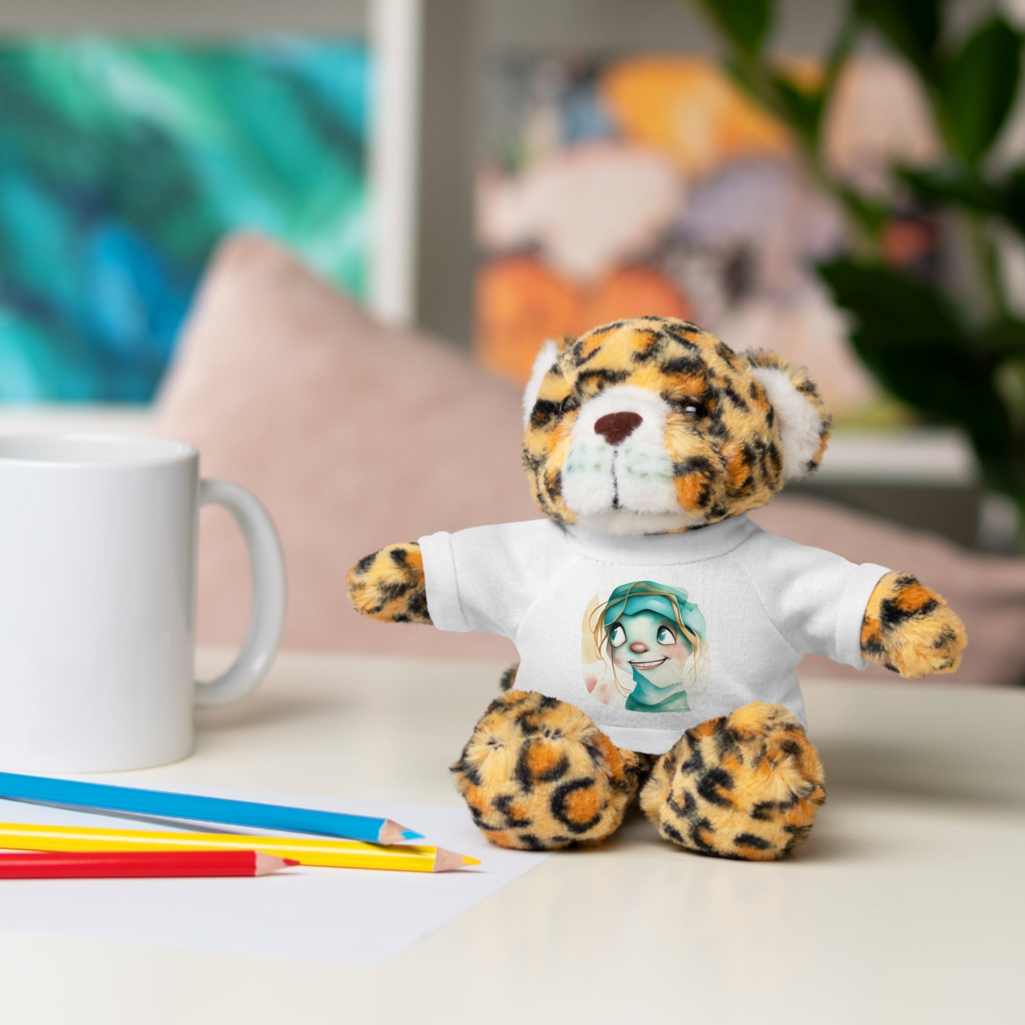 Personalized Plush Bear with Custom Tee — Cute Cartoon Portrait