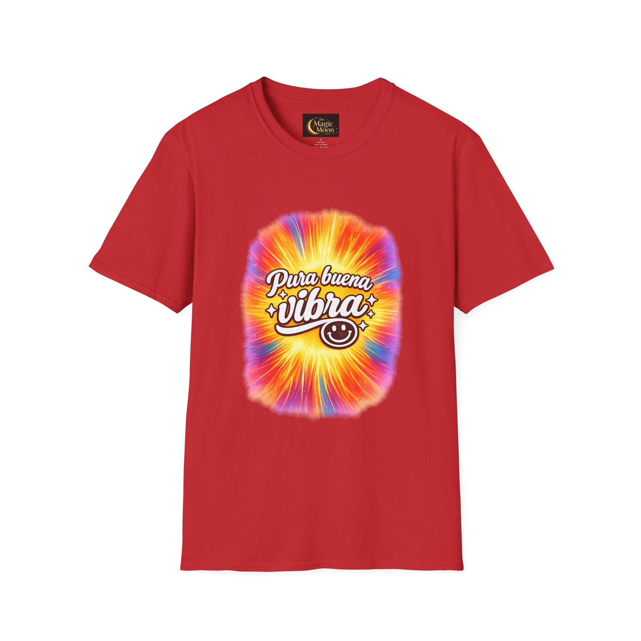 Pura Buena Vibra T-Shirt — Rainbow Tie-Dye Smile Tee